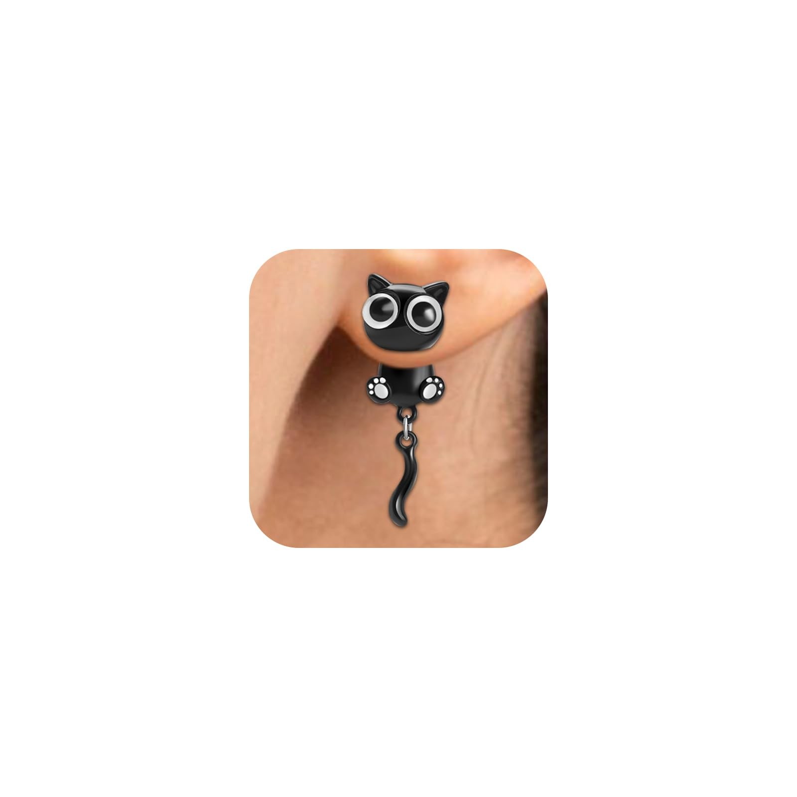 Adorable Black Cat Earrings for Women Cute Paw Stud One size,