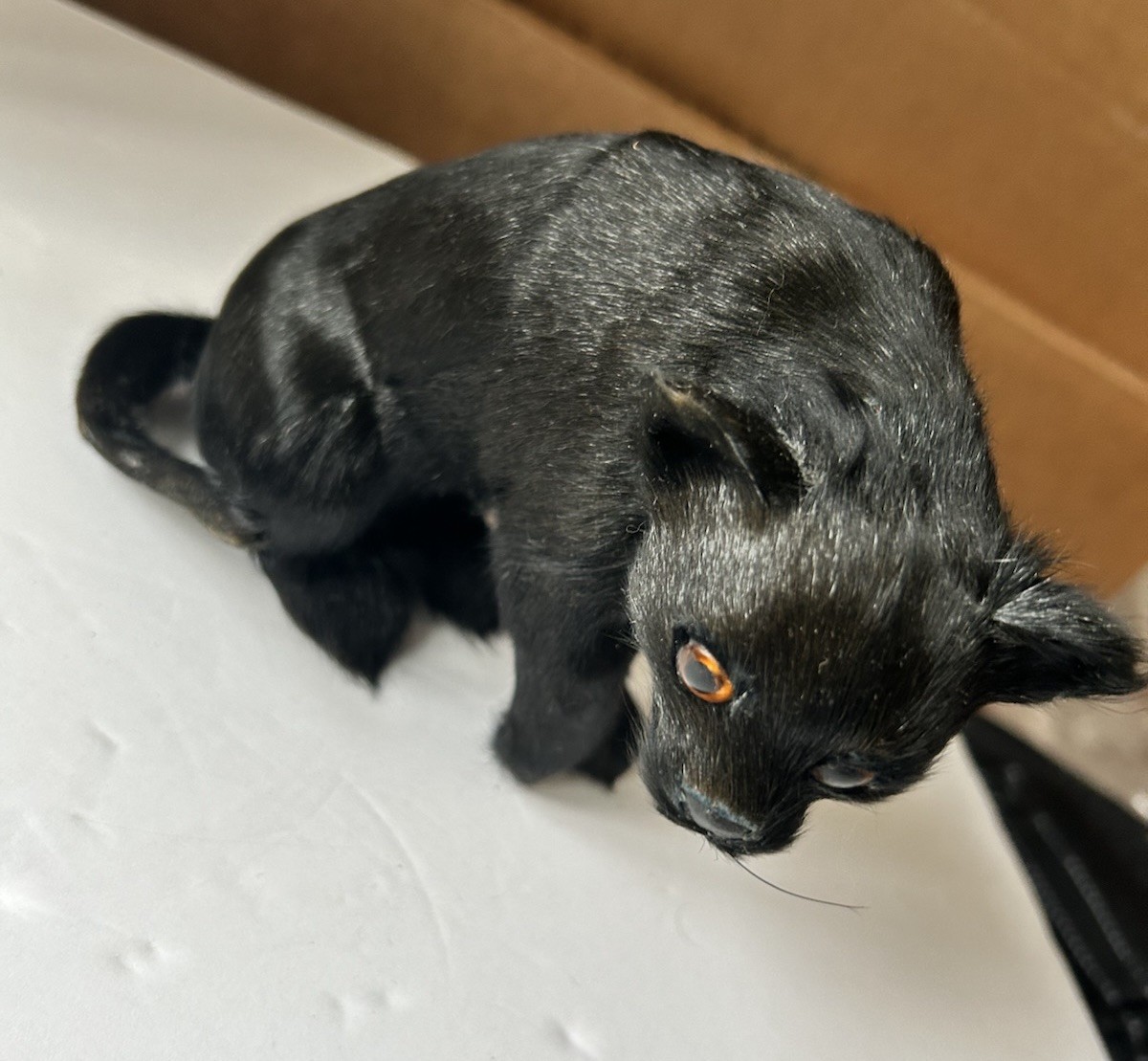Wild Kingdom Furry Crouching Black Panther Big Cat Figure