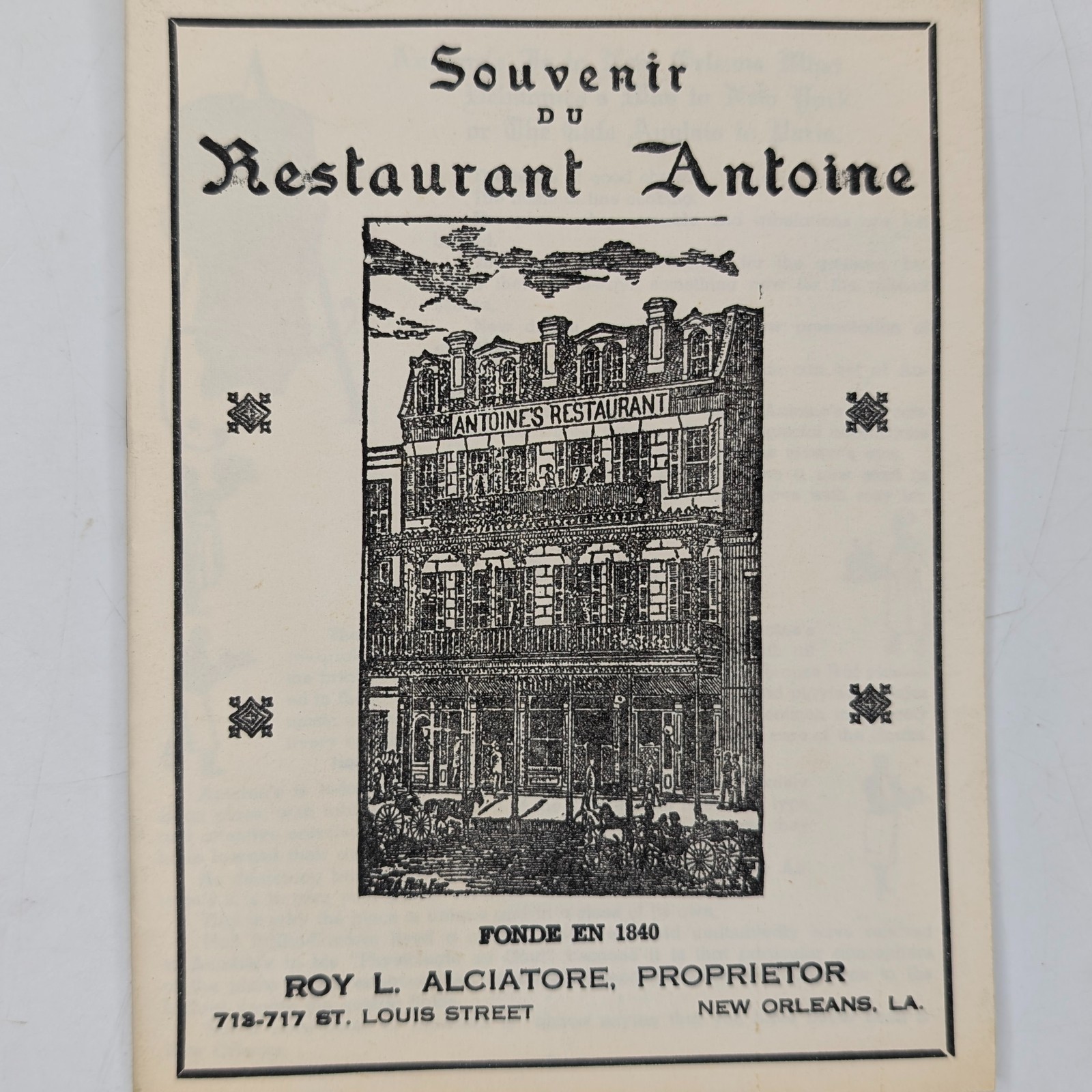 Vtg Antoine\'s Restaurant New Orleans Souvenir Brochure History LA Vtg 9N