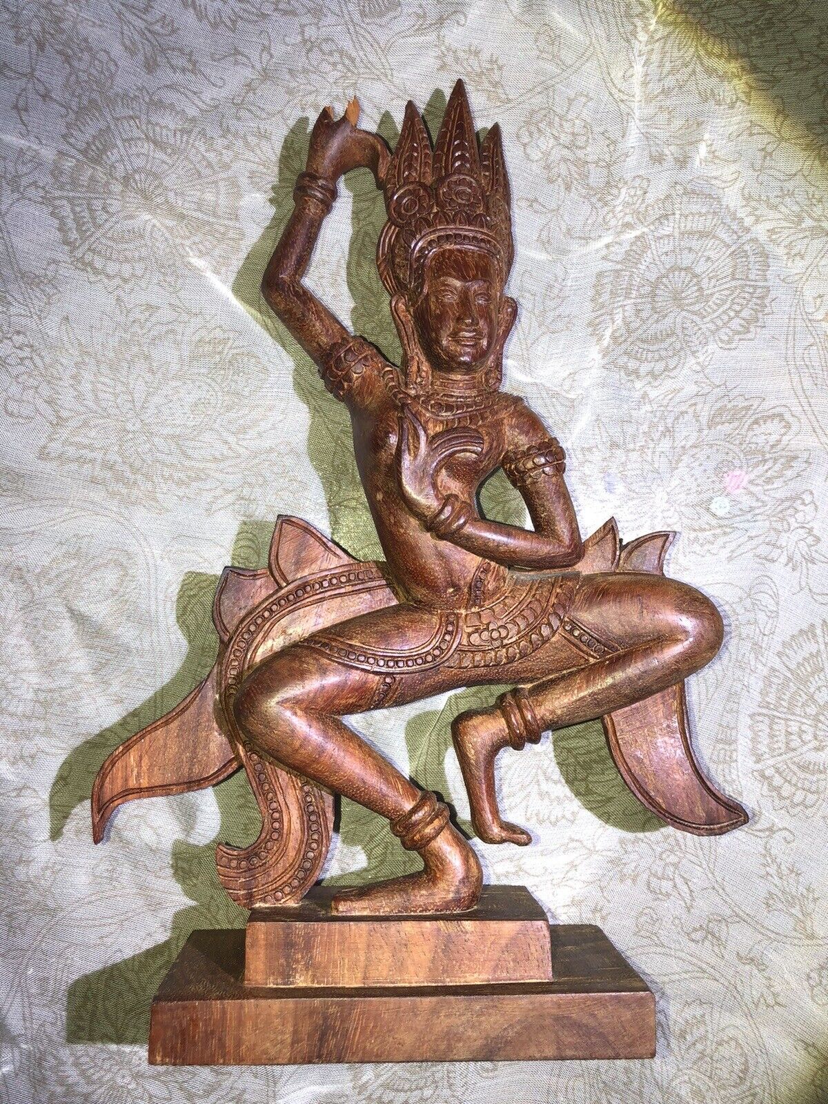 cambodian khmer hand carved wooden statue Artisans  Apsara D’angkor **read**