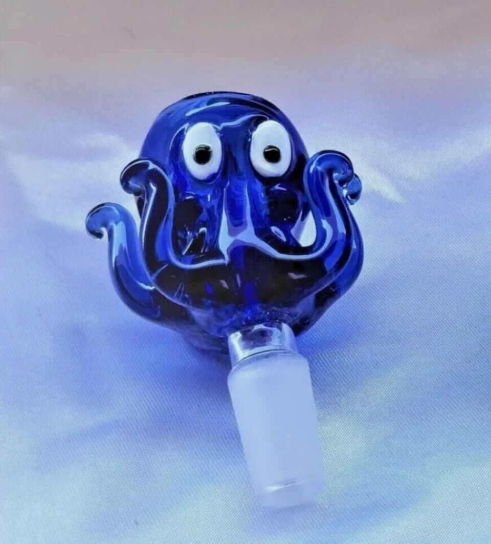 Premium 14mm Blue Thick Glass Octopus Bong Bowl Head Piece Bong Bowl Holder