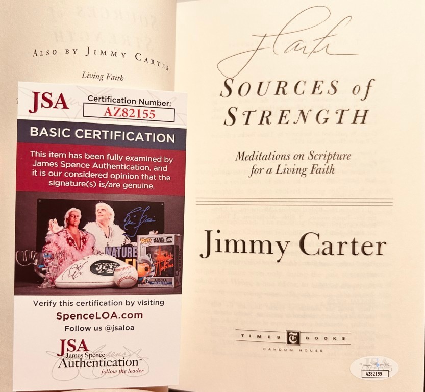 President Jimmy Carter autographed autograph signed Sources of Strength book JSA