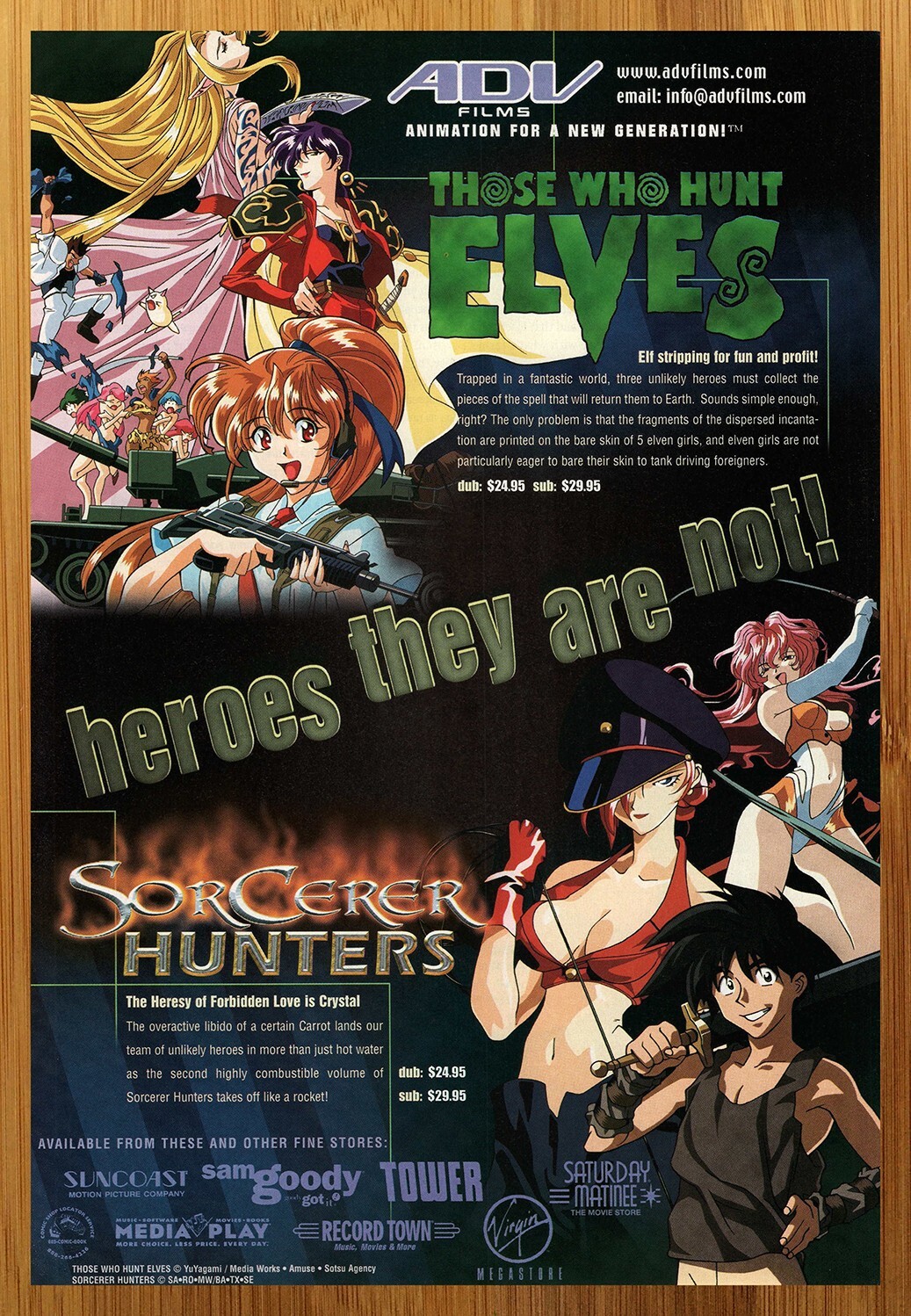 1999 Those Who Hunt Elves/Sorcerer Hunters VHS/DVD Print Ad/Poster Anime Art 90s