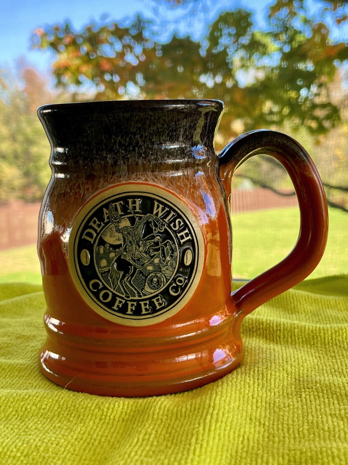 RARE 2015 Death Wish Coffee Headless Horseman Halloween Mug by Deneen Pottery