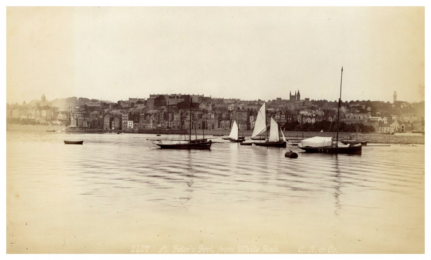 England, Guernsey, Saint Peter Port Harbour Vintage Album Print Album Print