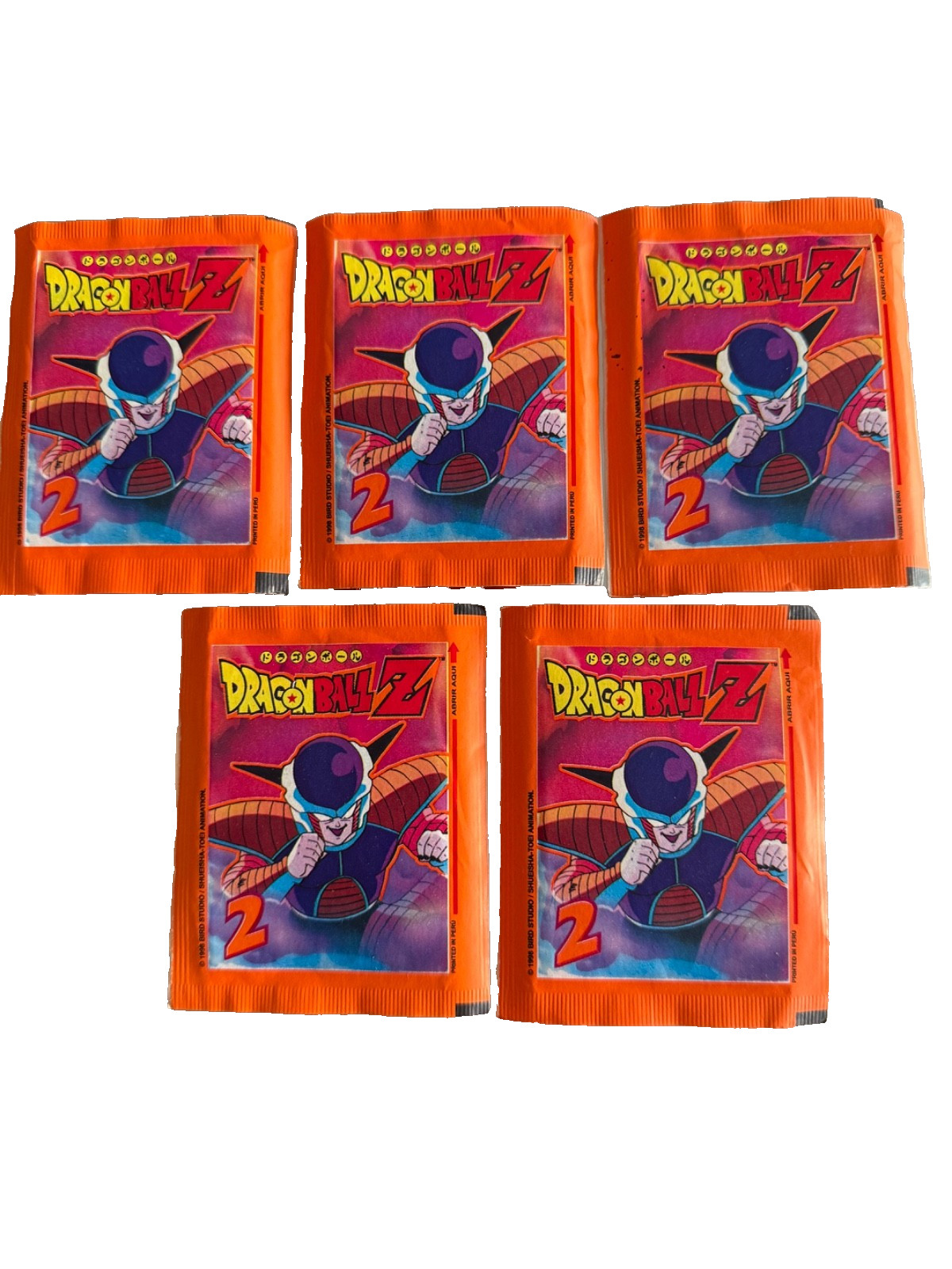 1998 Navarrete DRAGONBALL Z 2 Dragon Ball Z 5 STICKER PACKS Printed in Peru