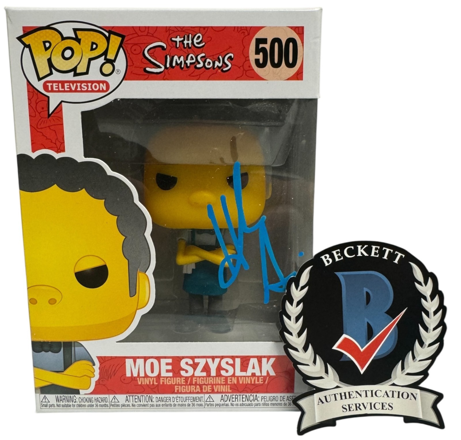 Hank Azaria Signed Autograph The Simpsons Funko Pop 500 Beckett BAS Moe Szyslak