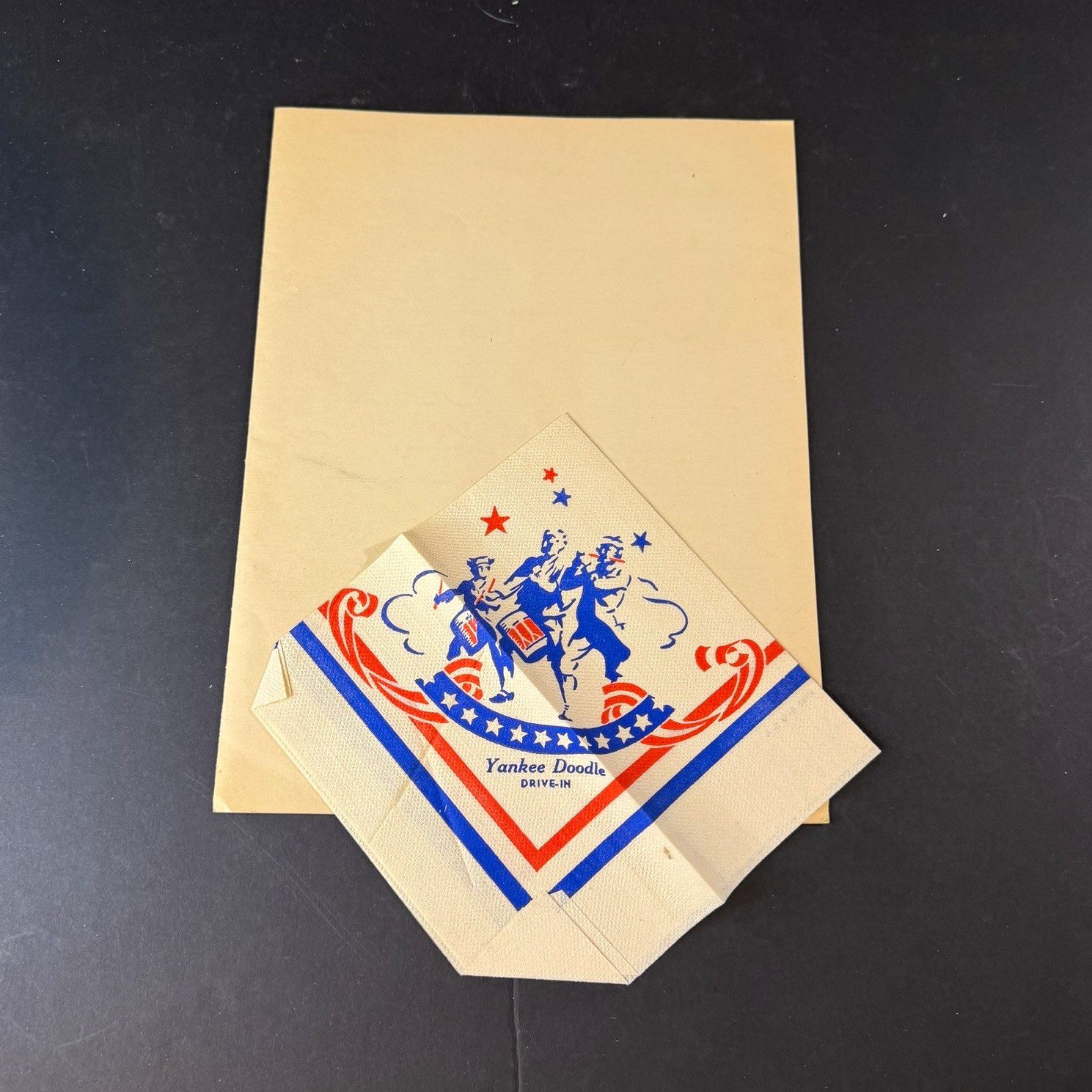 Vintage 1950s Yankee Doodle Drive-In Menu & Unused Napkin Lot Chicago Americana
