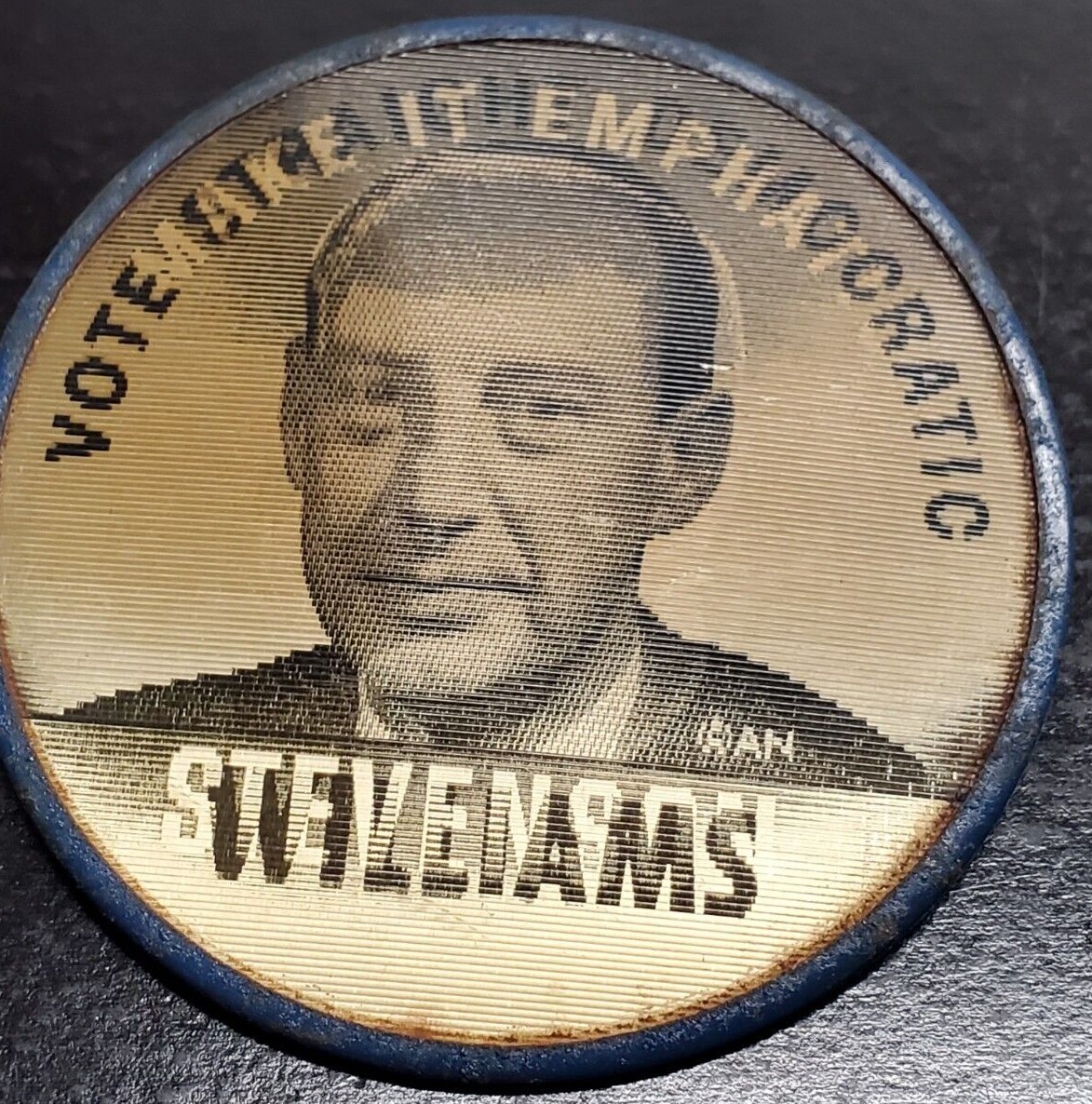 Make It Emphatic Vote Straight Democratic Stevenson Williams campaign button Make It Emphatic Vote Straight Democratic Stevenson Williams campaign button