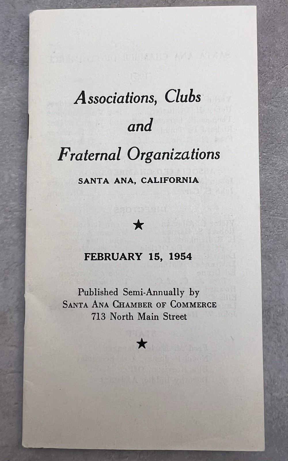 Associations, Clubs And Fraternal Organizations, Santa Ana California, Feb, 1954