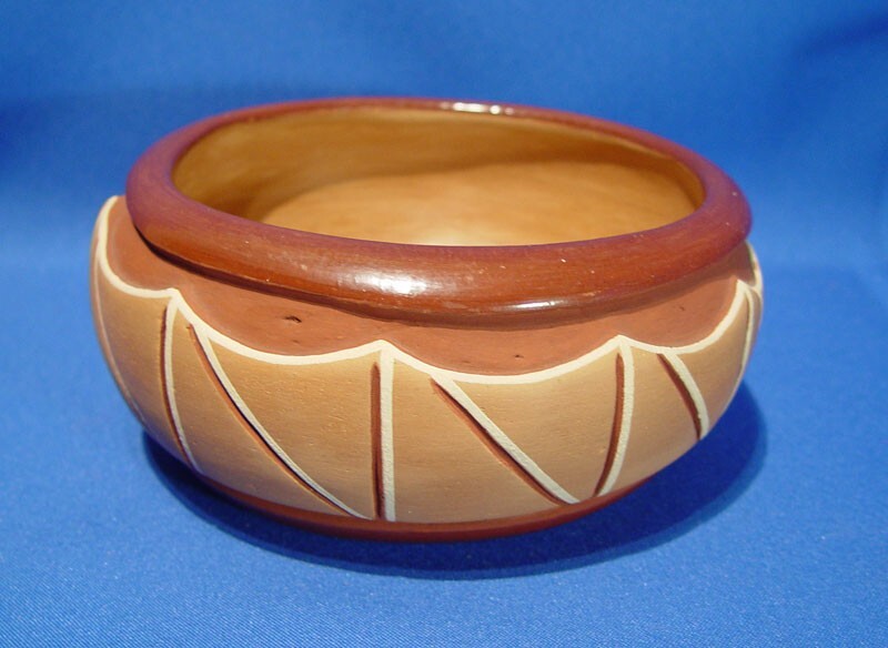 San Juan Pueblo Pottery Bowl, Heavy coils, signed by Dominguita Sisneros Naranjo