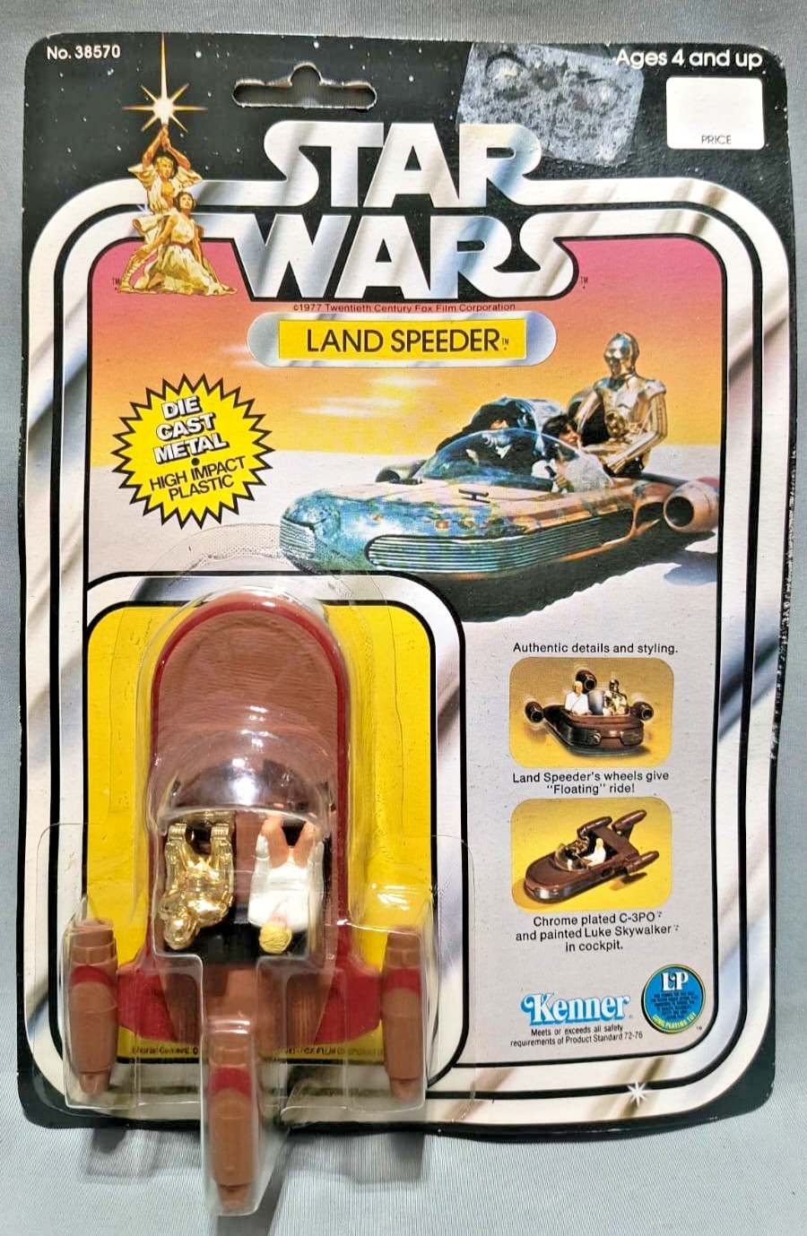 Vintage 1978 Kenner Star Wars Land Speeder Vehicle Luke Skywalker C-3PO MOC