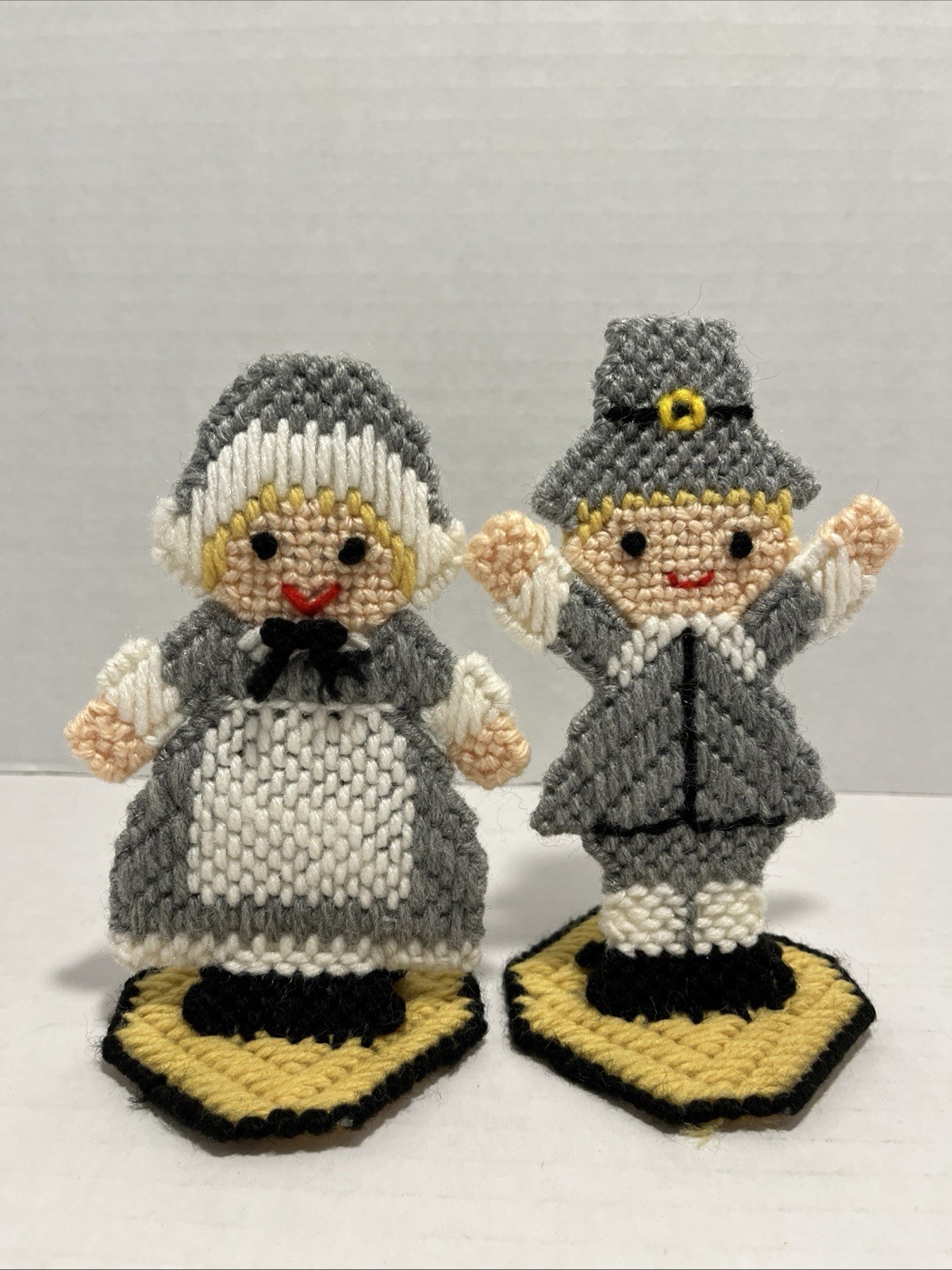 Vintage Crocheted Pilgrim Couple - Man & Woman Thanksgiving