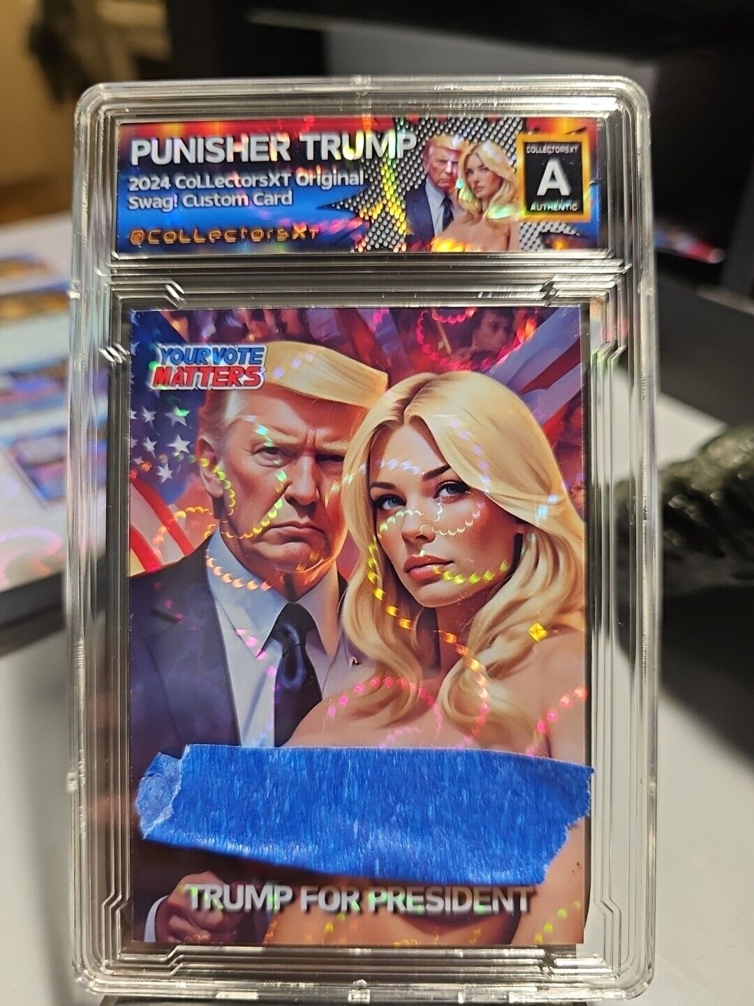 President Donald J.  Punisher Trump USA Press Secretary Atomic Refractor Card