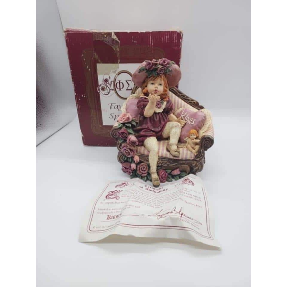 FayZah Spanos Kisses Figurine 1997 Victorian Girl Blowing Kiss with Box COA FayZah Spanos Kisses Figurine 1997 Victorian Girl Blowing Kiss with Box COA