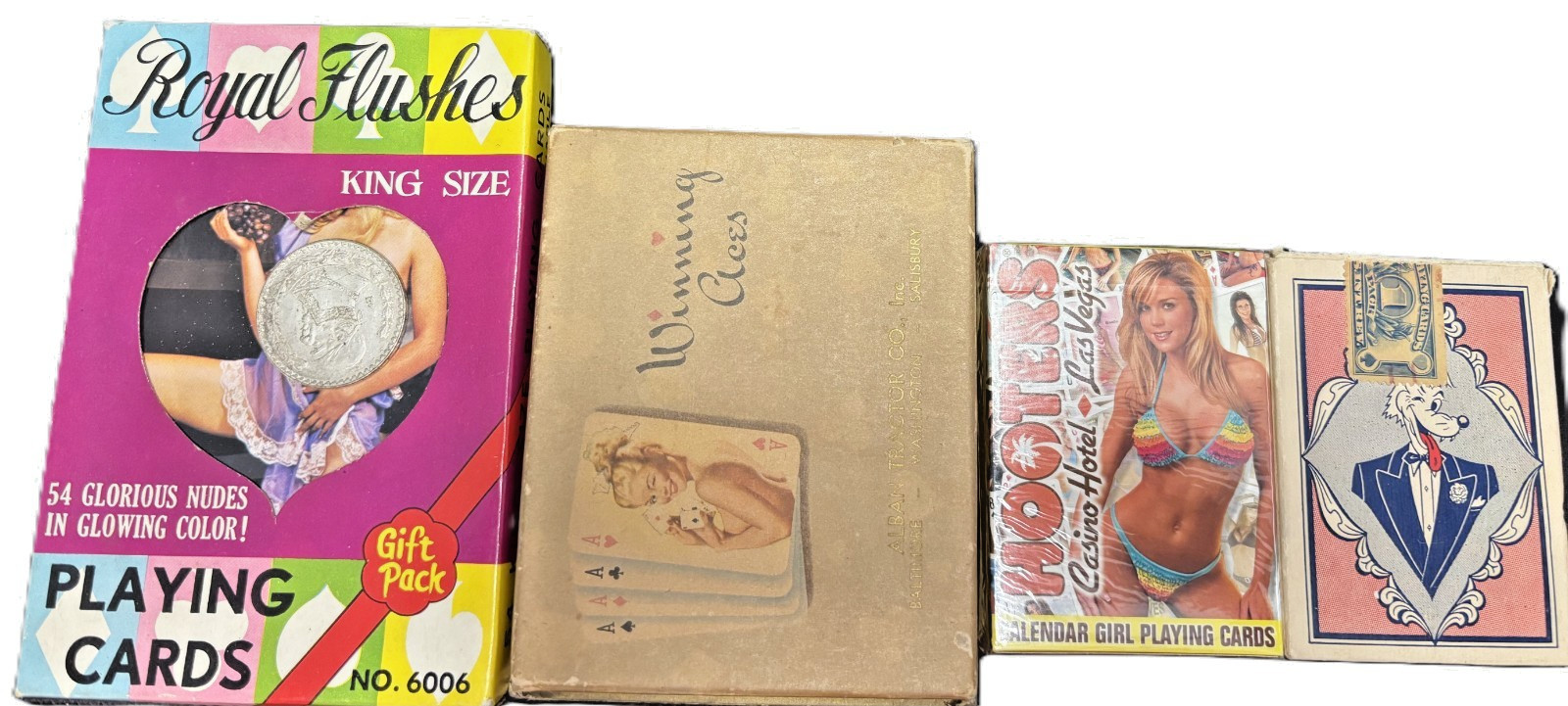 Lot of 4 Vintage & Collectible Pin-Up Playing Cards Nudes Tax Stamp Hooters Las Lot of 4 Vintage & Collectible Pin-Up Playing Cards Nudes Tax Stamp Hooters Las