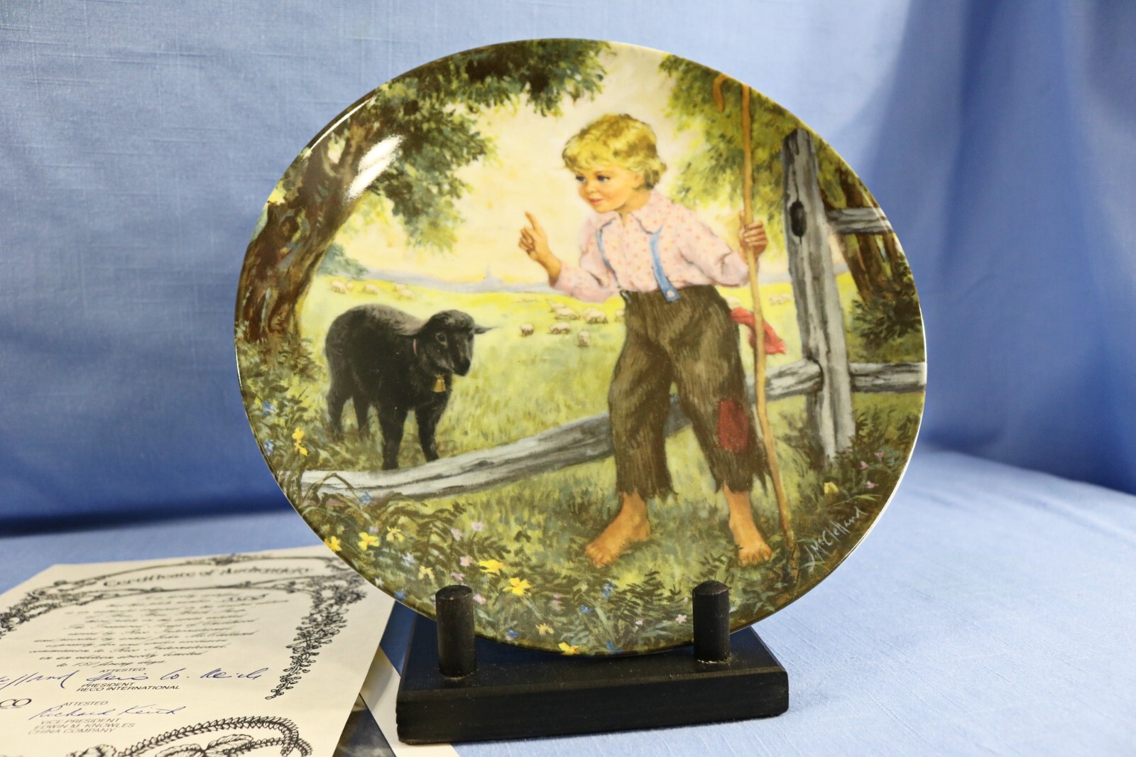 VTG Reco Collectors Plate Baa Baa Black Sheep J McClelland Knowles w/COA W/Box 