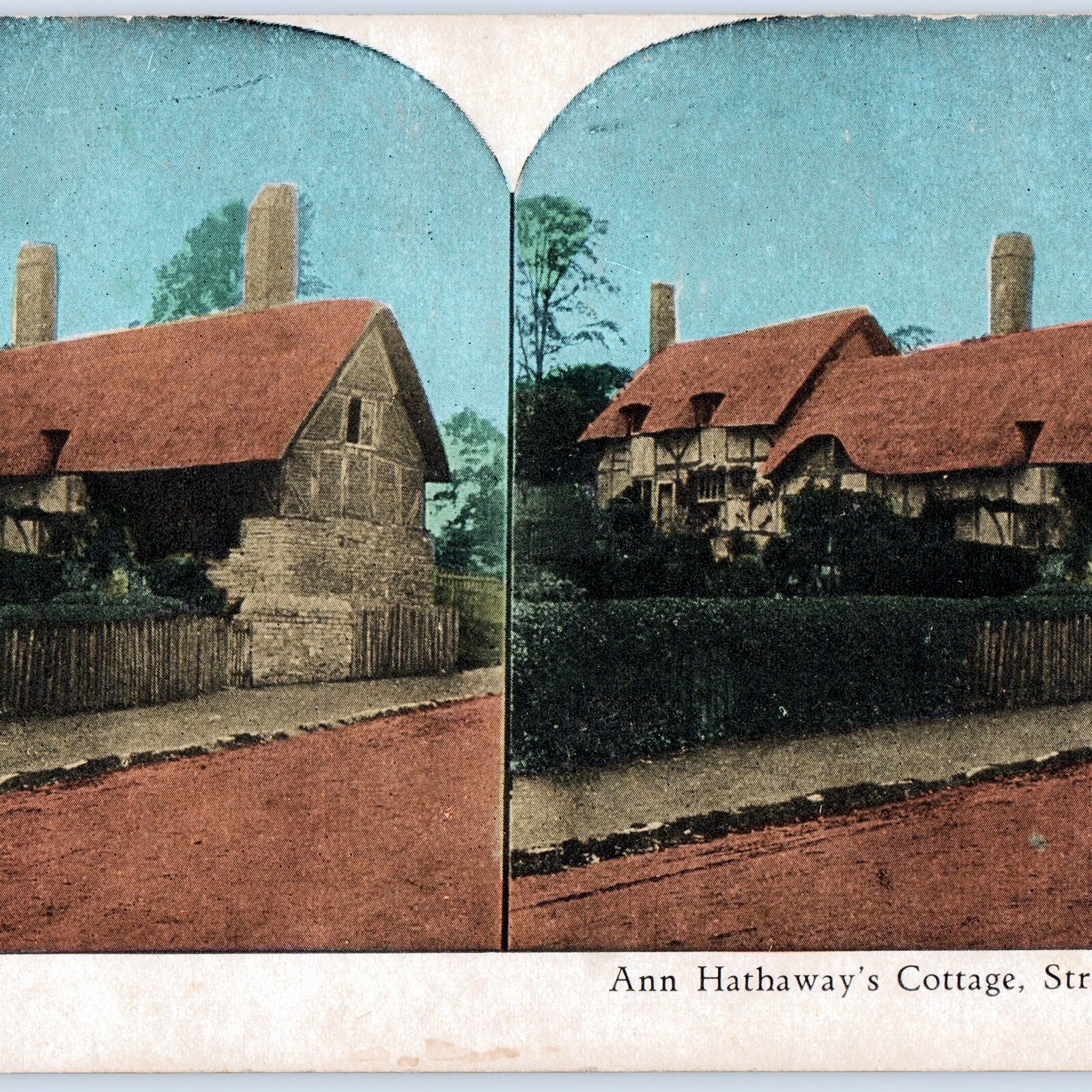 c1900s Stratford-on-Avon, England Ann Hathaway\'s Cottage Stereoview House UK V35
