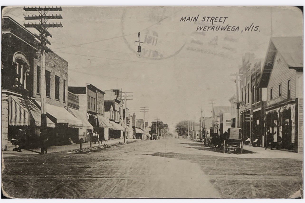 Weyauwega Wisconsin WI Postcard RPPC Main Steet View 1911 Posted