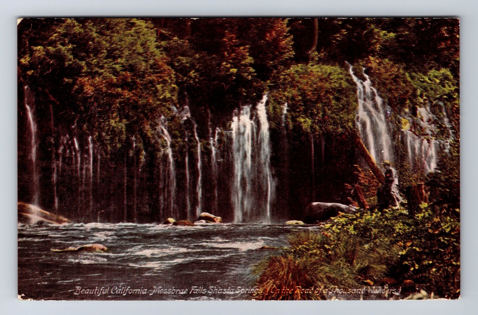 Shasta Springs CA-California, Mossbrae Falls On The Road, Vintage Postcard
