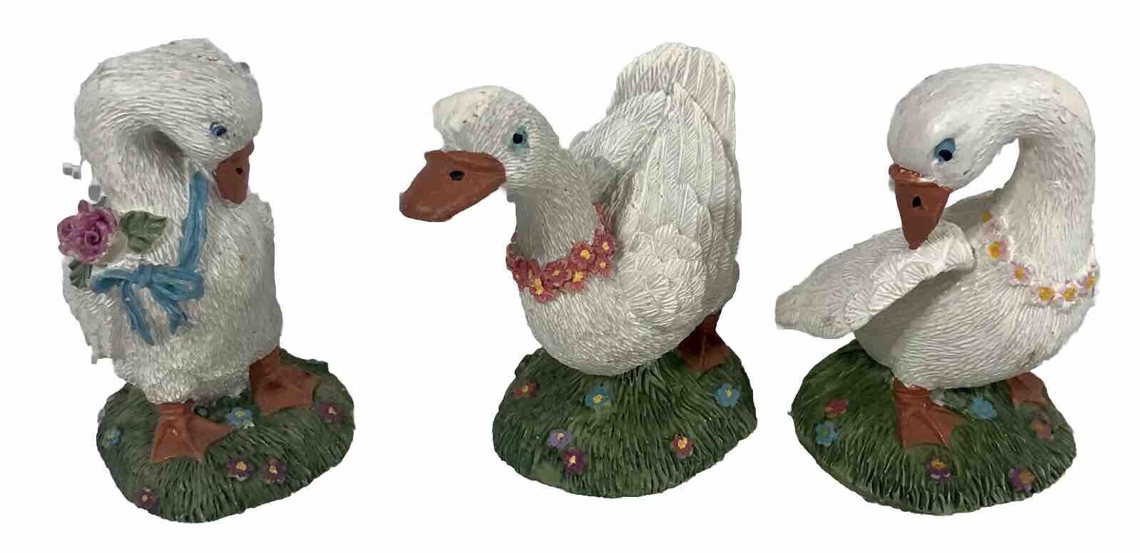 Lot 3 Vintage White Goose Geese Decorative Farm Decor 3”