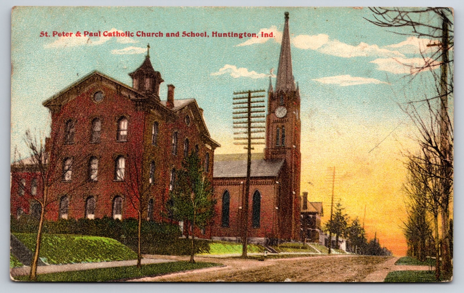 St. Peter & Paul Catholic Church School Huntington Indiana Postcard St. Peter & Paul Catholic Church School Huntington Indiana Postcard