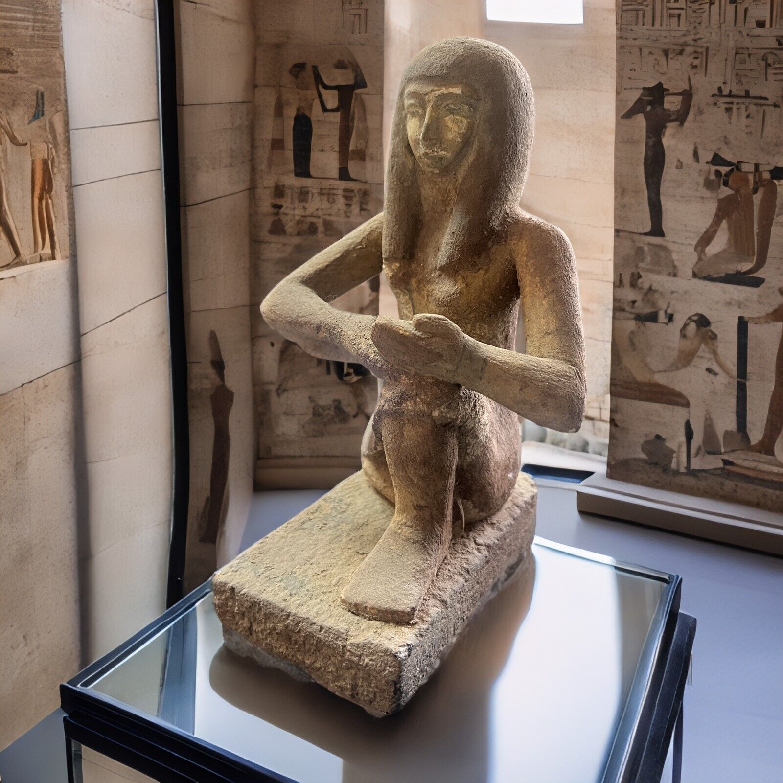Statue Pharaonic Scribe to preserve texts from Ancient Egyptian Antiquities BC