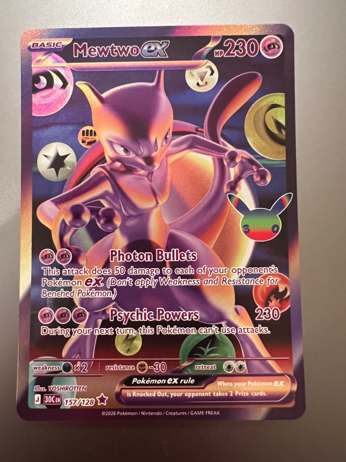 Pokémon TCG Mewtwo EX 157/128 Future Rare Full Art Holo 30th anniversary 