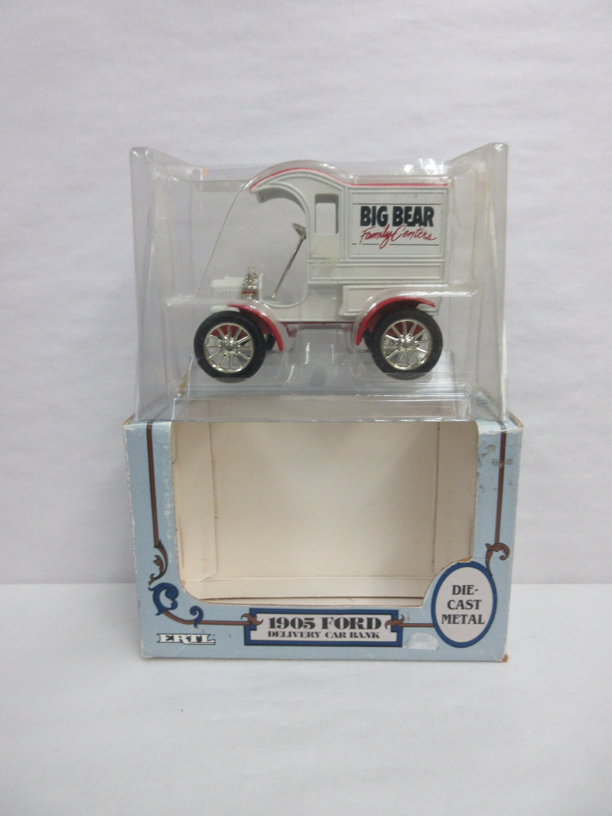ERTL 1:25 Diecast 1905 Ford Delivery Car Bank Locking Coin Bank in Original Box