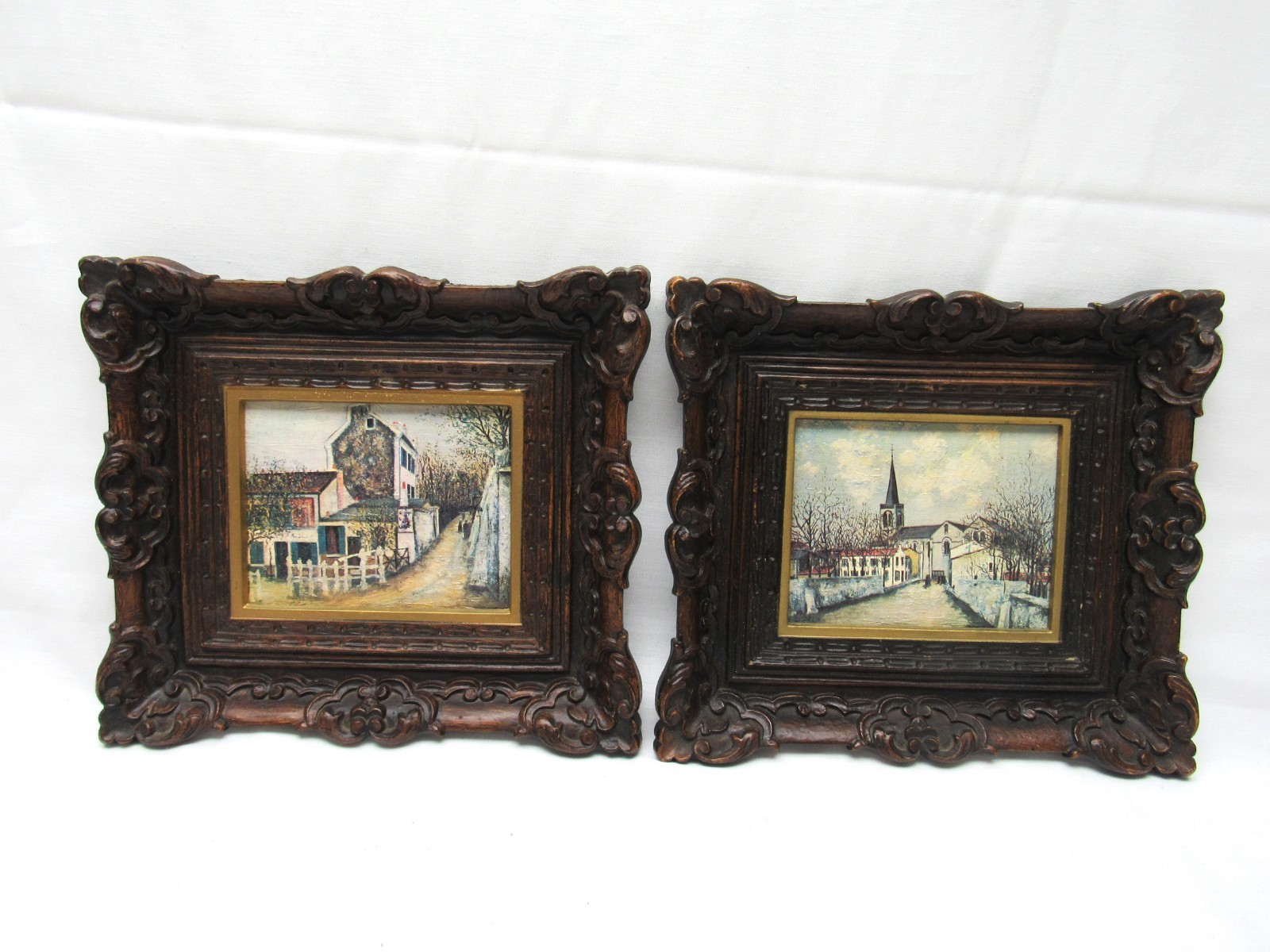 Set of 2 Vintage Turner Mfg. Co. Chicago Utrillo Framed Artwork