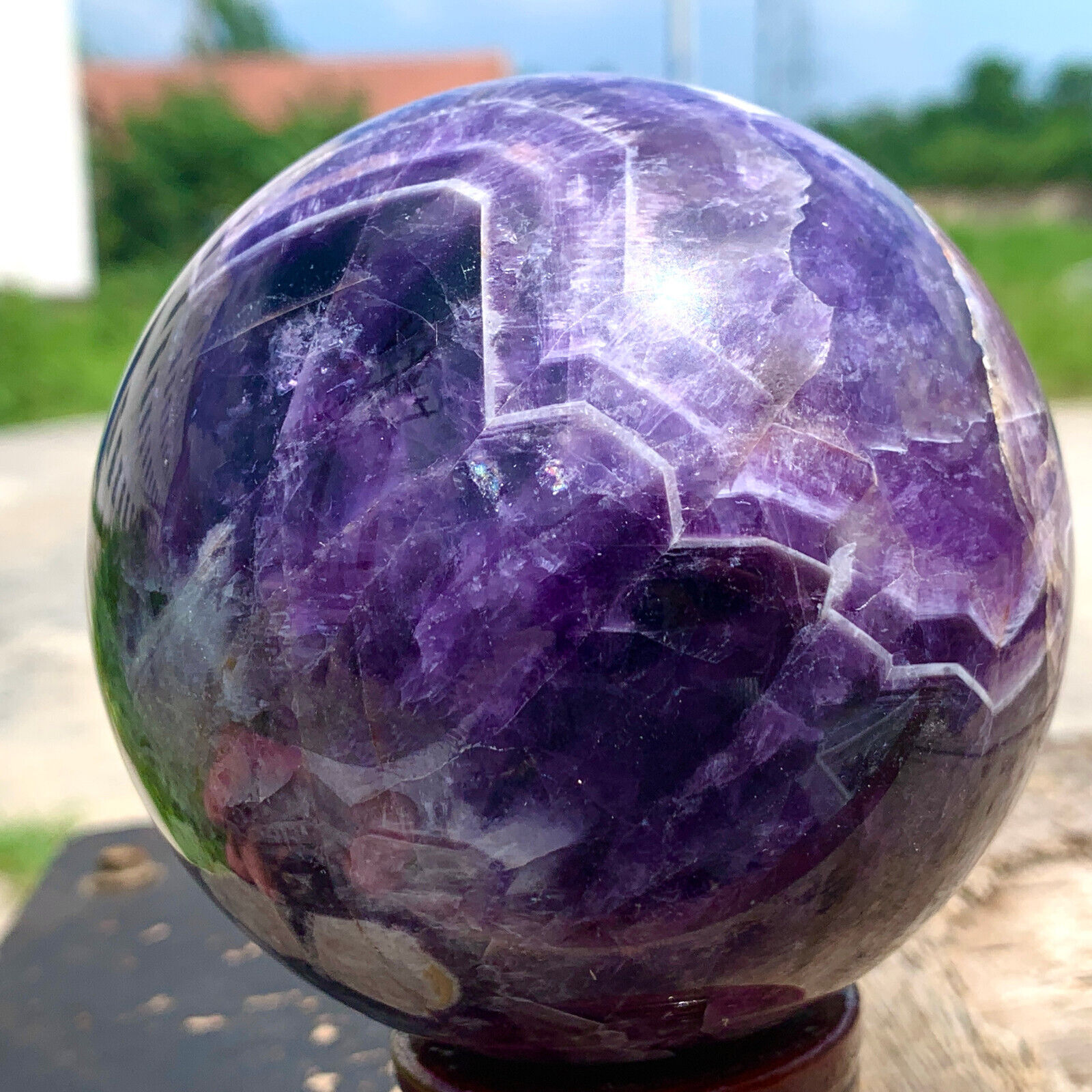 2.12LB Natural beautiful Dream Amethyst Quartz Crystal Sphere Ball Healing