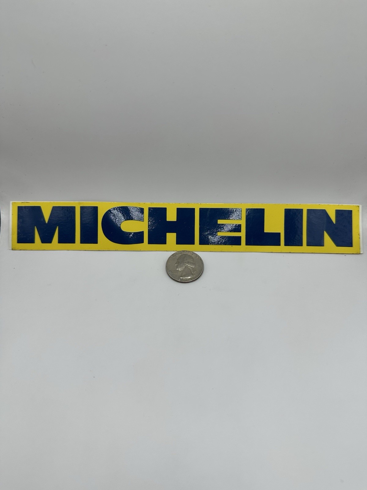 Vintage Michelin Sticker Horizontal Spellout Decal Yellow Blue 1.25\