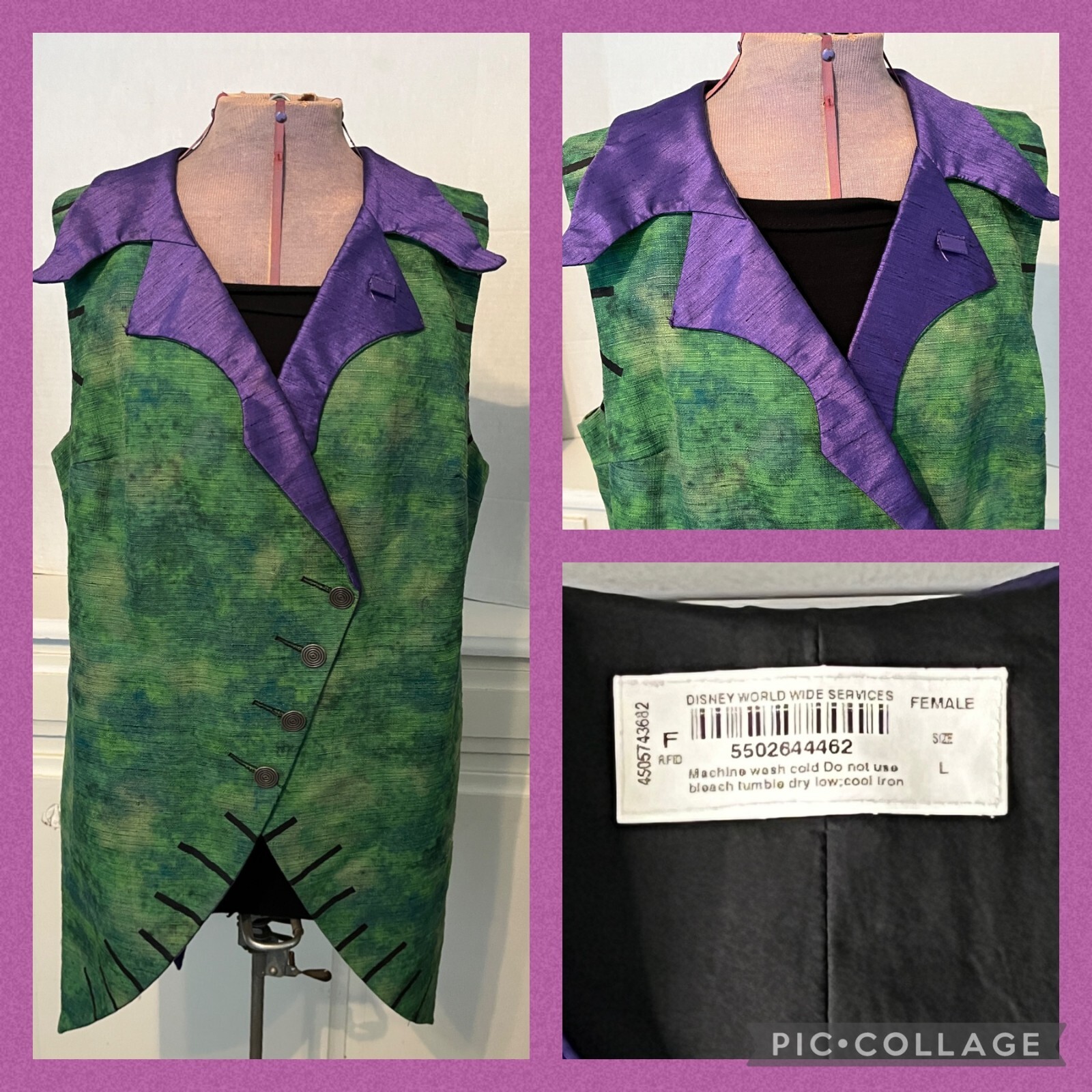 Oogie Boogie Bash Halloween Disney World Cast Member Genuine Vest/Jacket s/Lrg