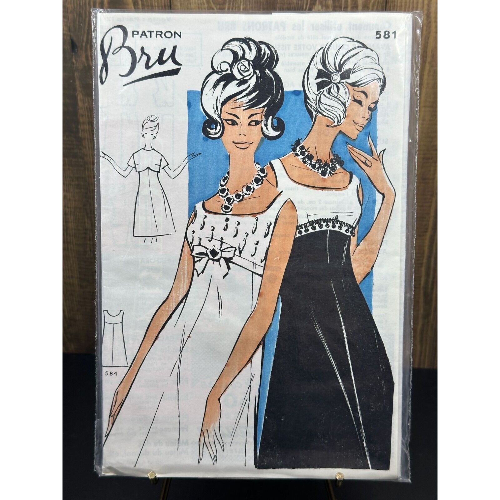 Vintage Patron Bru Cocktail Dress Pattern #581 Size 42