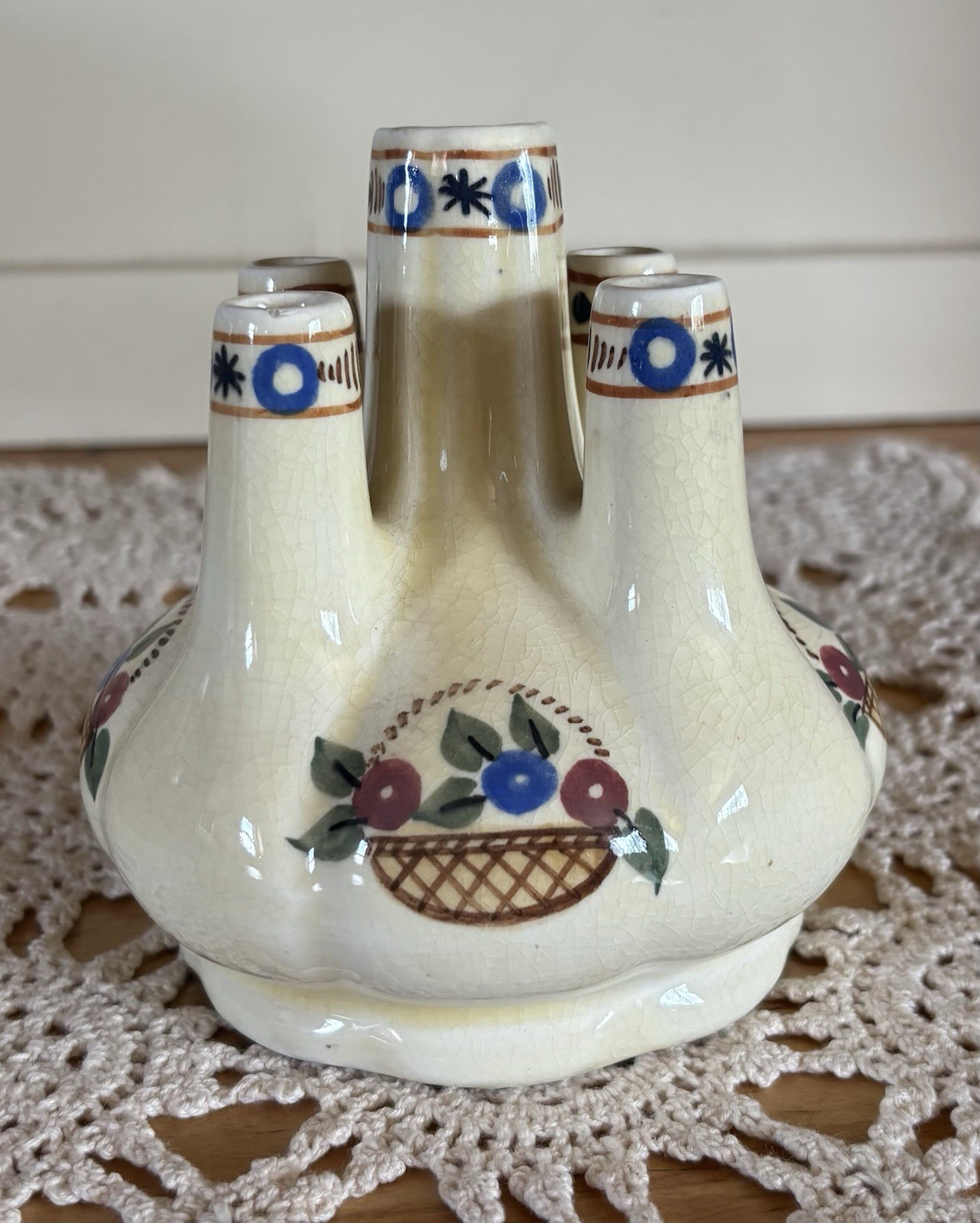 Vintage Vase Floral Udder/Finger Vase Pountney & Co England Bristol Amberone