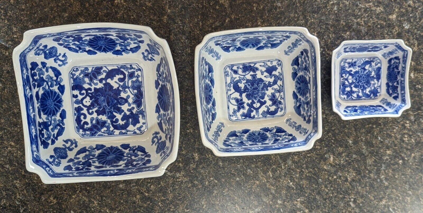 Silvestri Chinese Asian Square White Blue Porcelain Bowl 5
