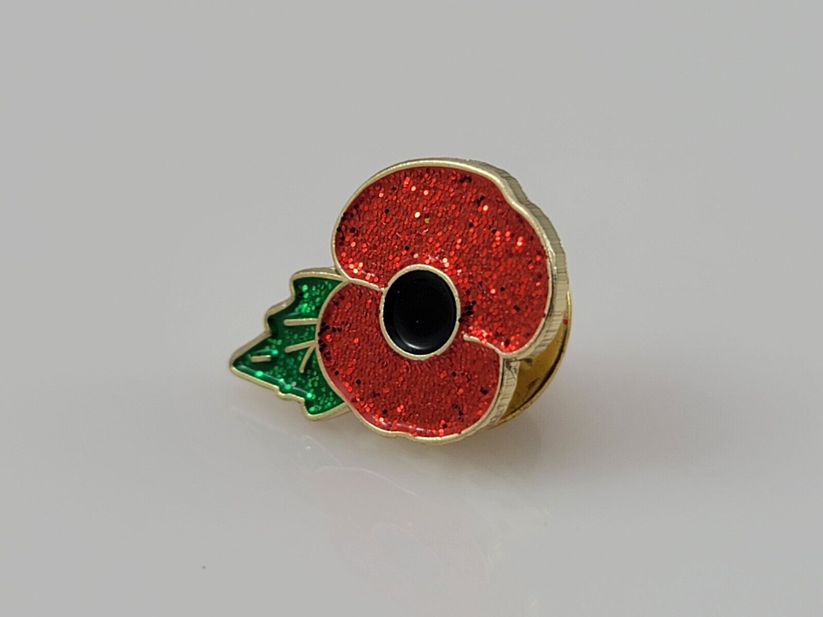 Remembrance Veterans Red Glitter Poppy Enamel Pin