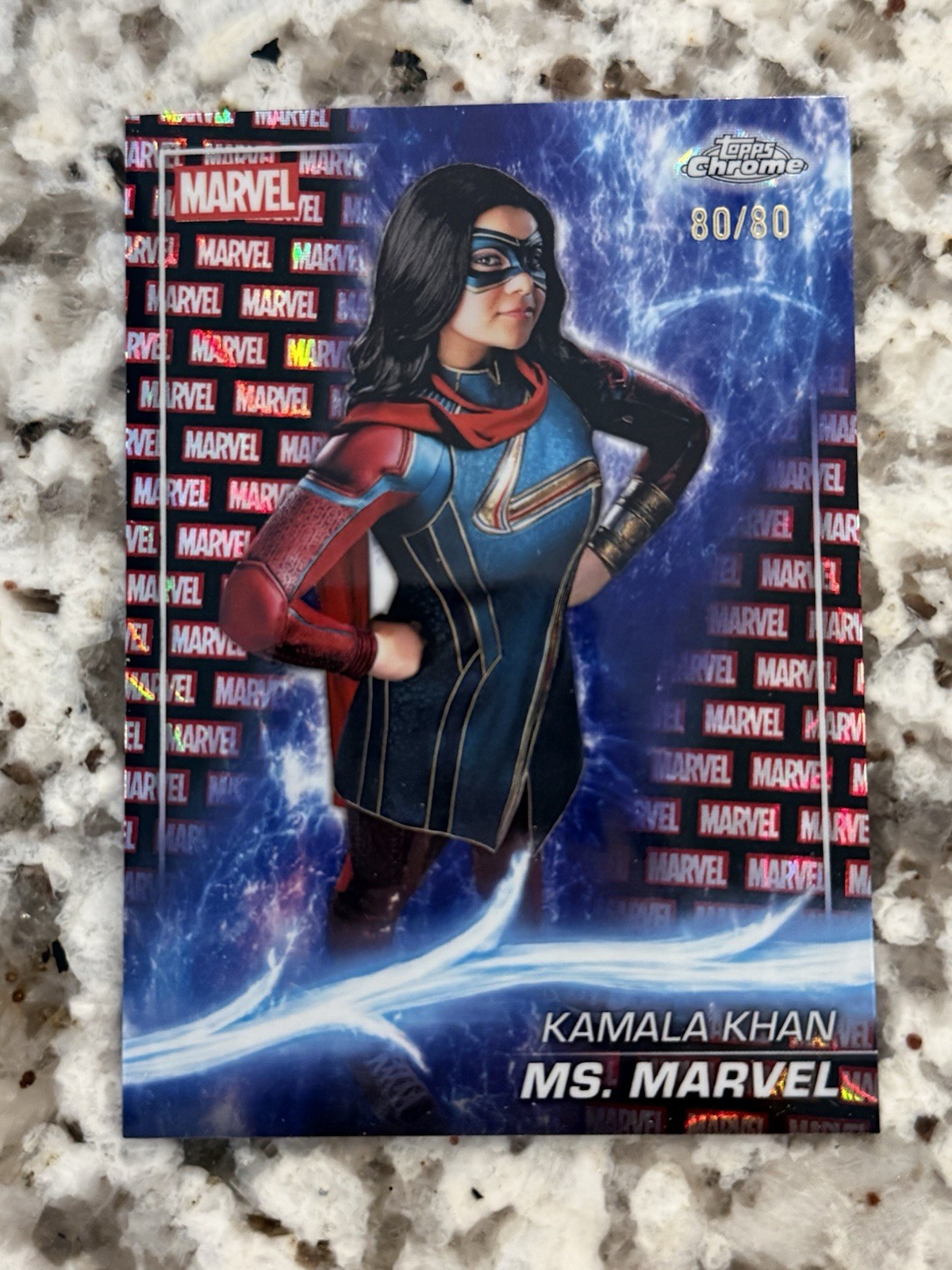 2025 Topps Chrome Marvel Ms. Marvel Kamala Khan Red Black Ref 136 80/80 Bookend