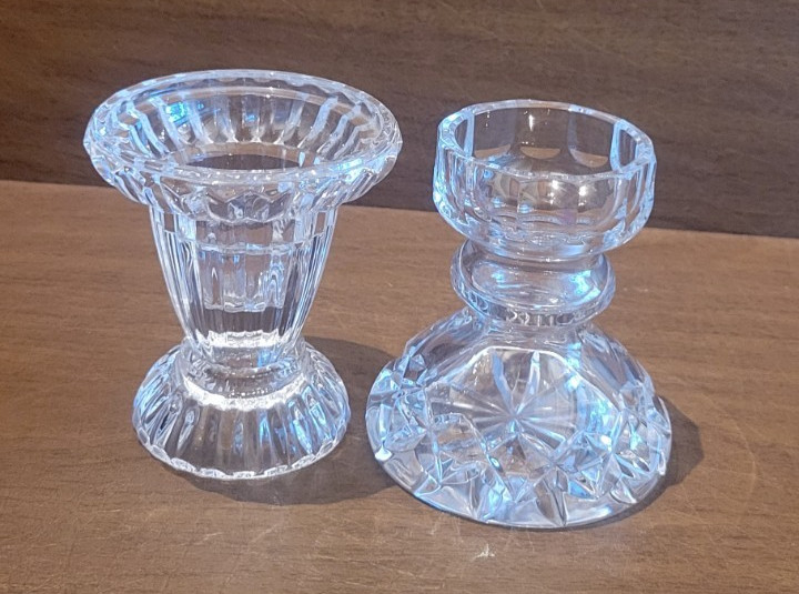 Heavy Clear Glass Taper Candle Holders
