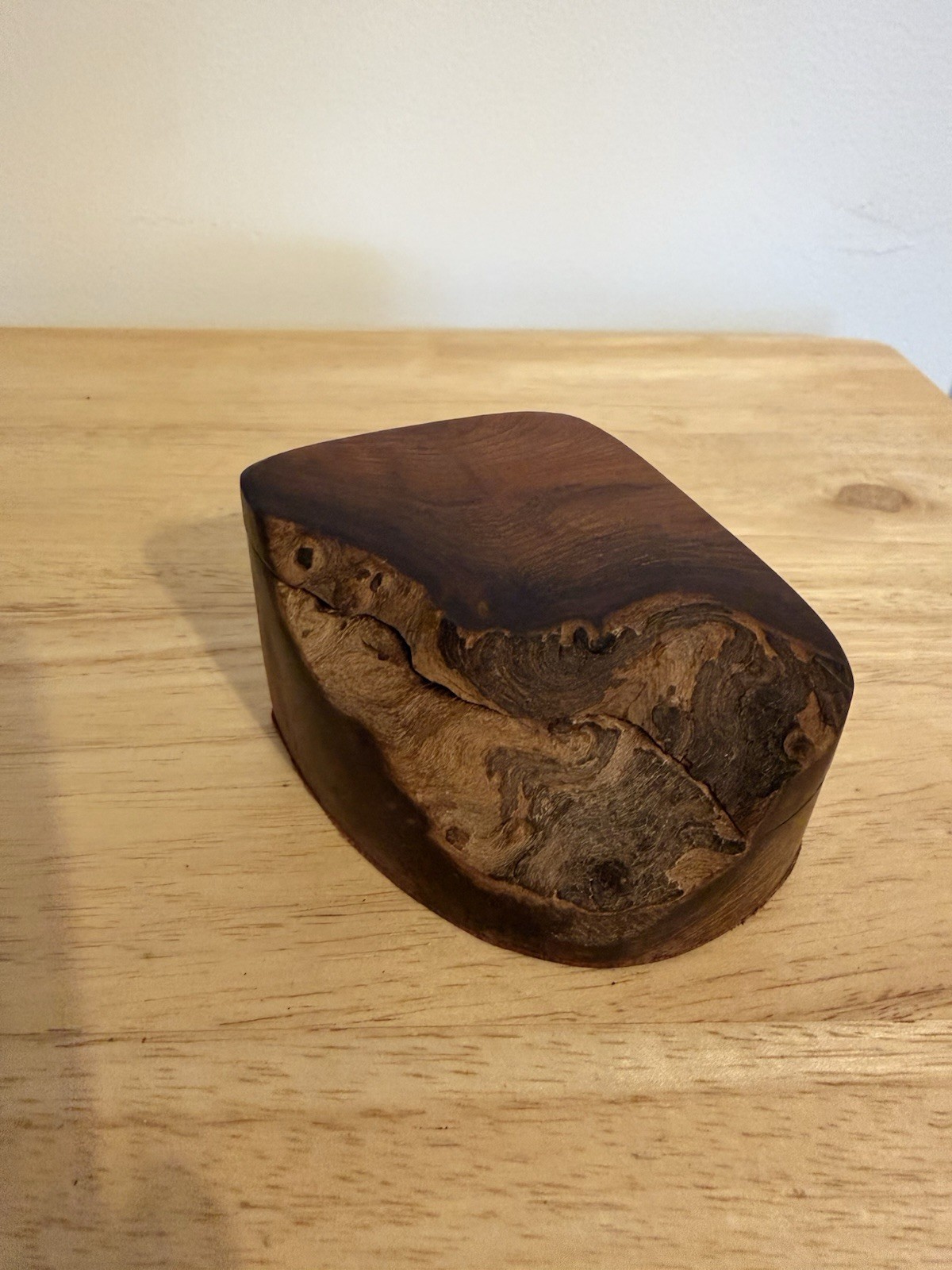 Vintage California Redwood Burl Carved Wooden Box Handcrafted Rough Live Edge
