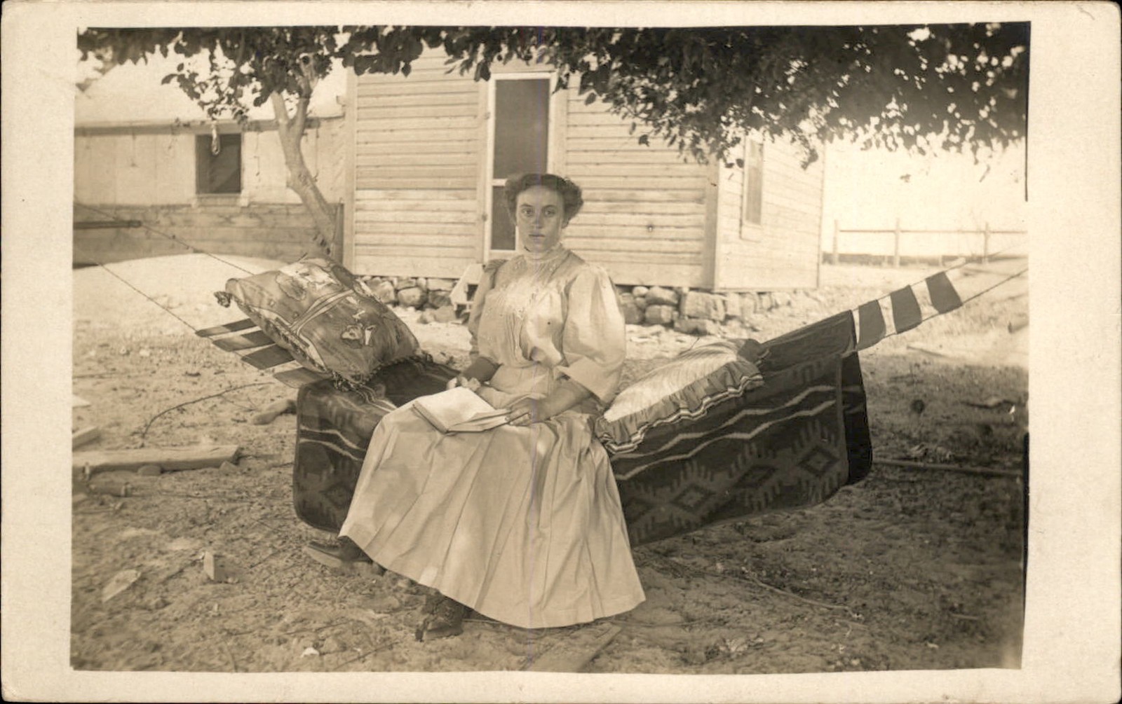 Umatilla Oregon OR Woman on Hammock Delpha Lydall c1910 RPPC bhn
