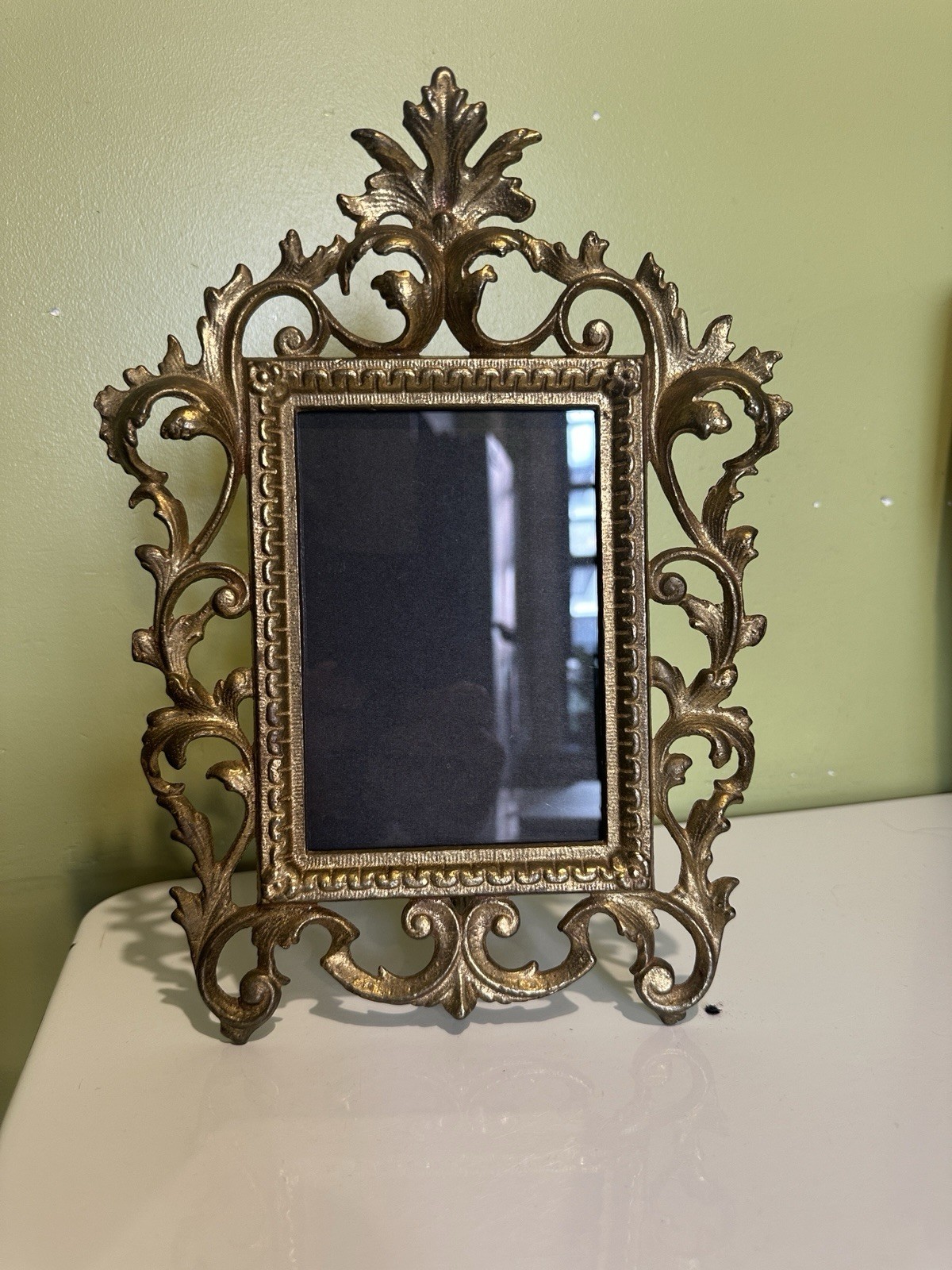 Antique Brass Picture Frame Ornate Victorian Rococo Art Nouveau Tabletop Easel