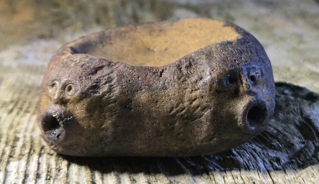 Extremely Rare Celtic Iron Age Therianthropic Quartzite Tallow-Lamp Double Bears
