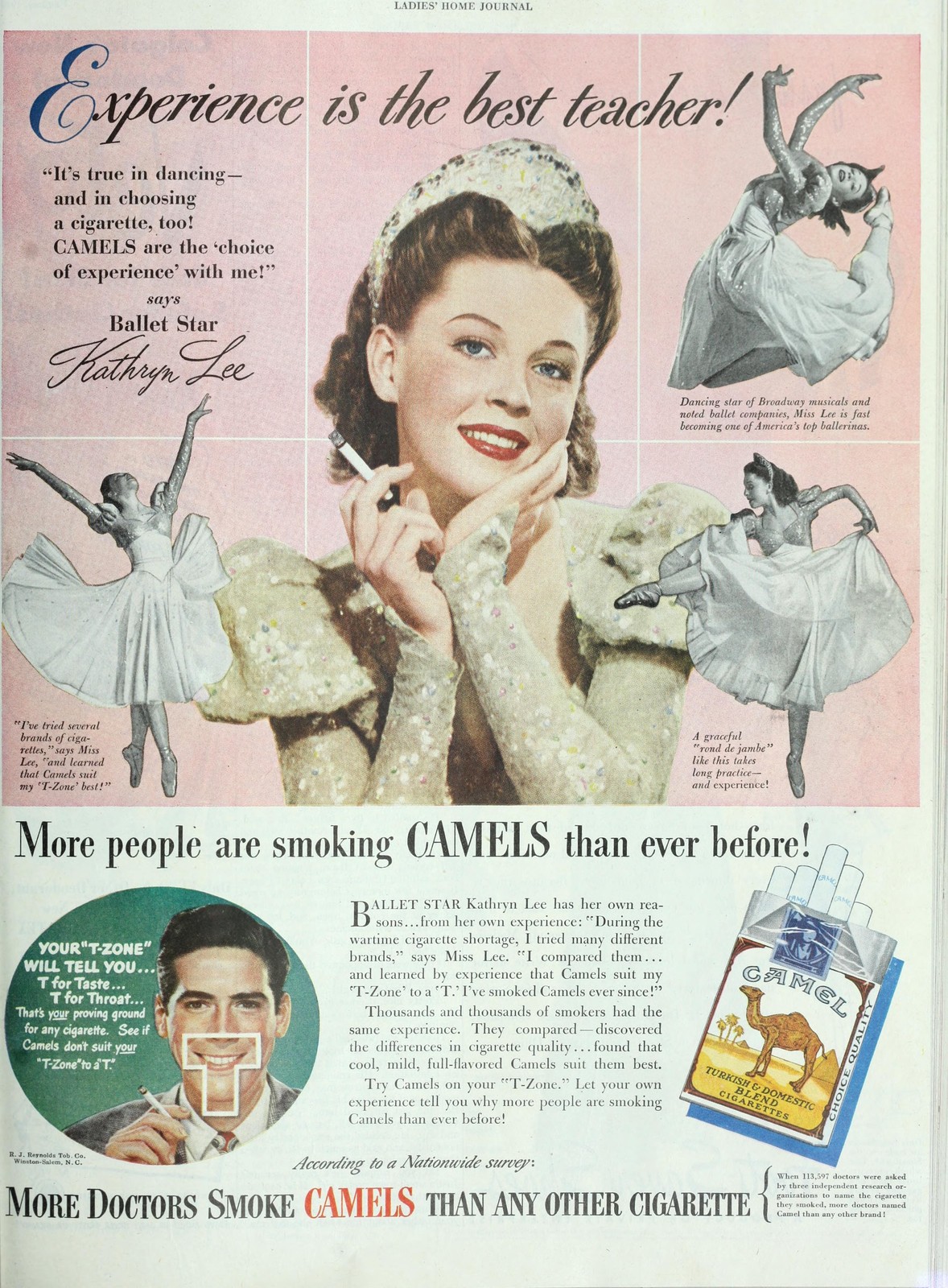Kathryn Lee Vintage 1940s Camel Cigarettes Ad Ballet Star Reprint Wall Art