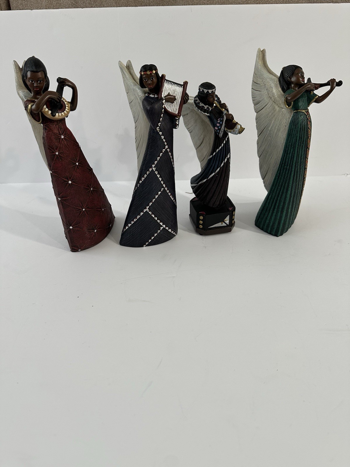Lot of 4 Vintage 1996 Enesco Parastone Mahogany Princess African American Angels