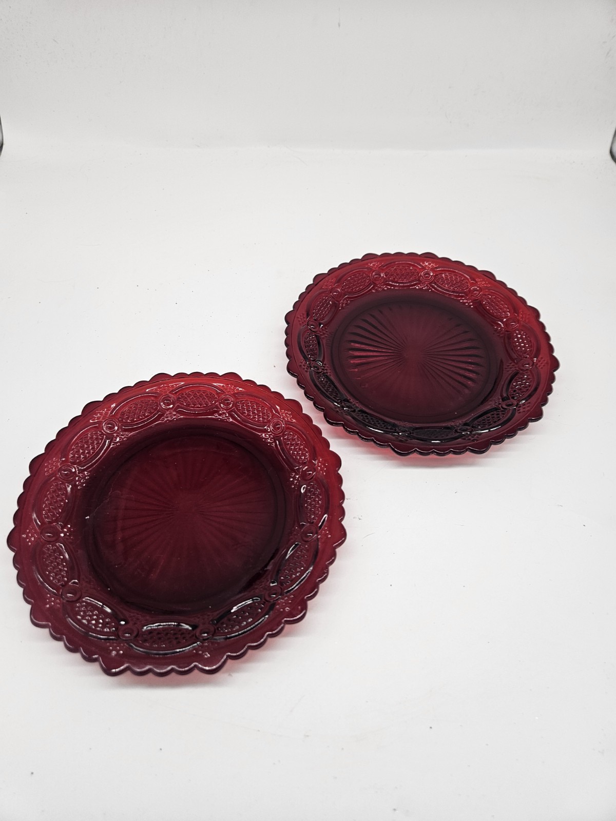 Set Of 2 Avon 1876 Cape Cod Ruby Red Collection Salad Plate 7