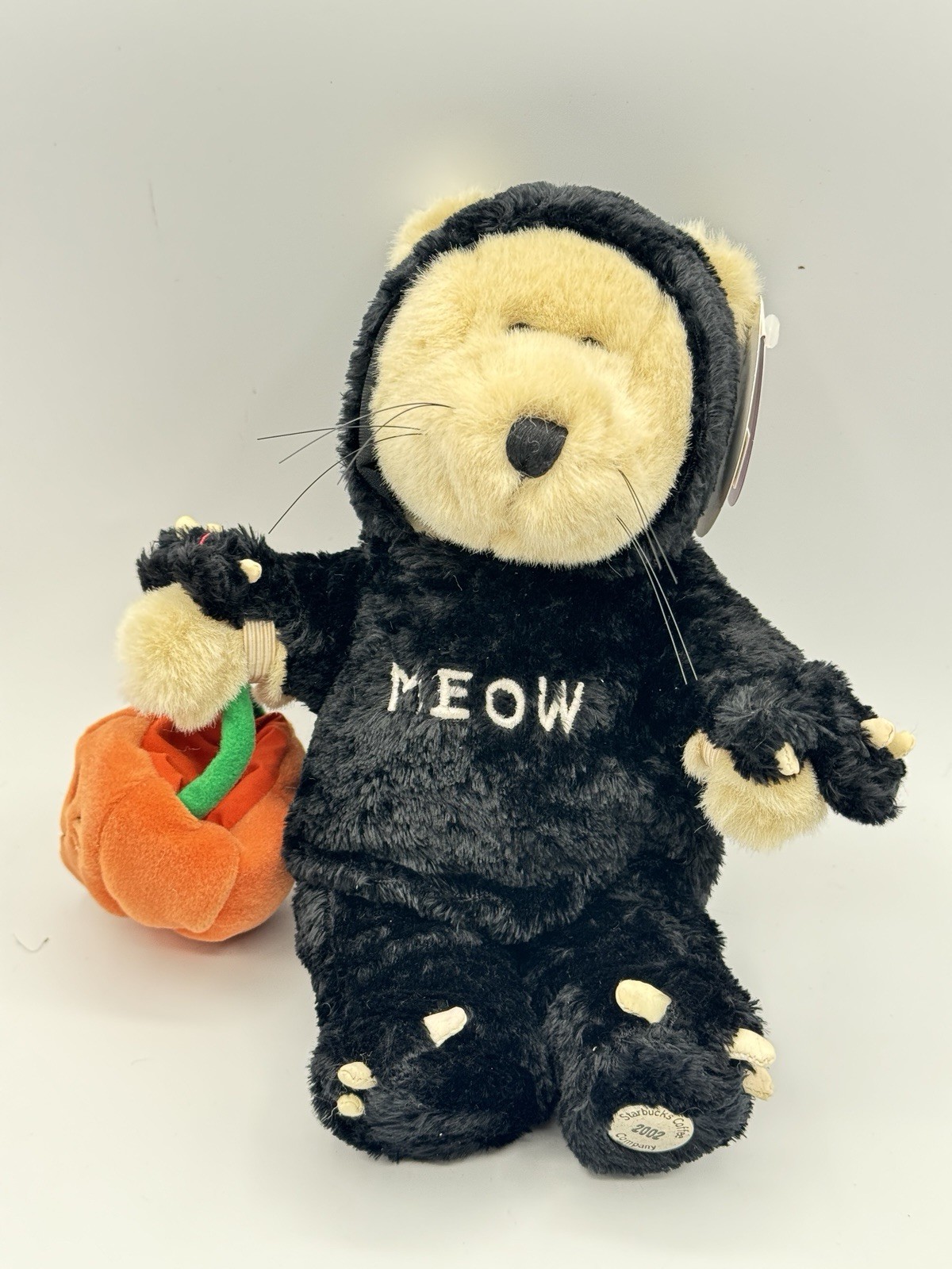 Starbucks Barista Bear 2002 Halloween Black Cat Meow Plush 22nd Edition VTG NWT