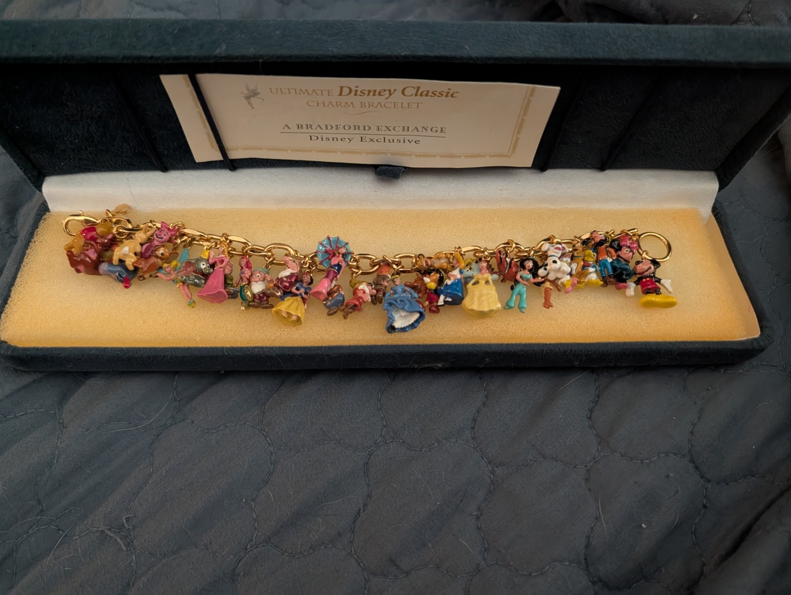 Bradford Exchange Ultimate Disney Classic 37 Character Charm Bracelet 24KGP