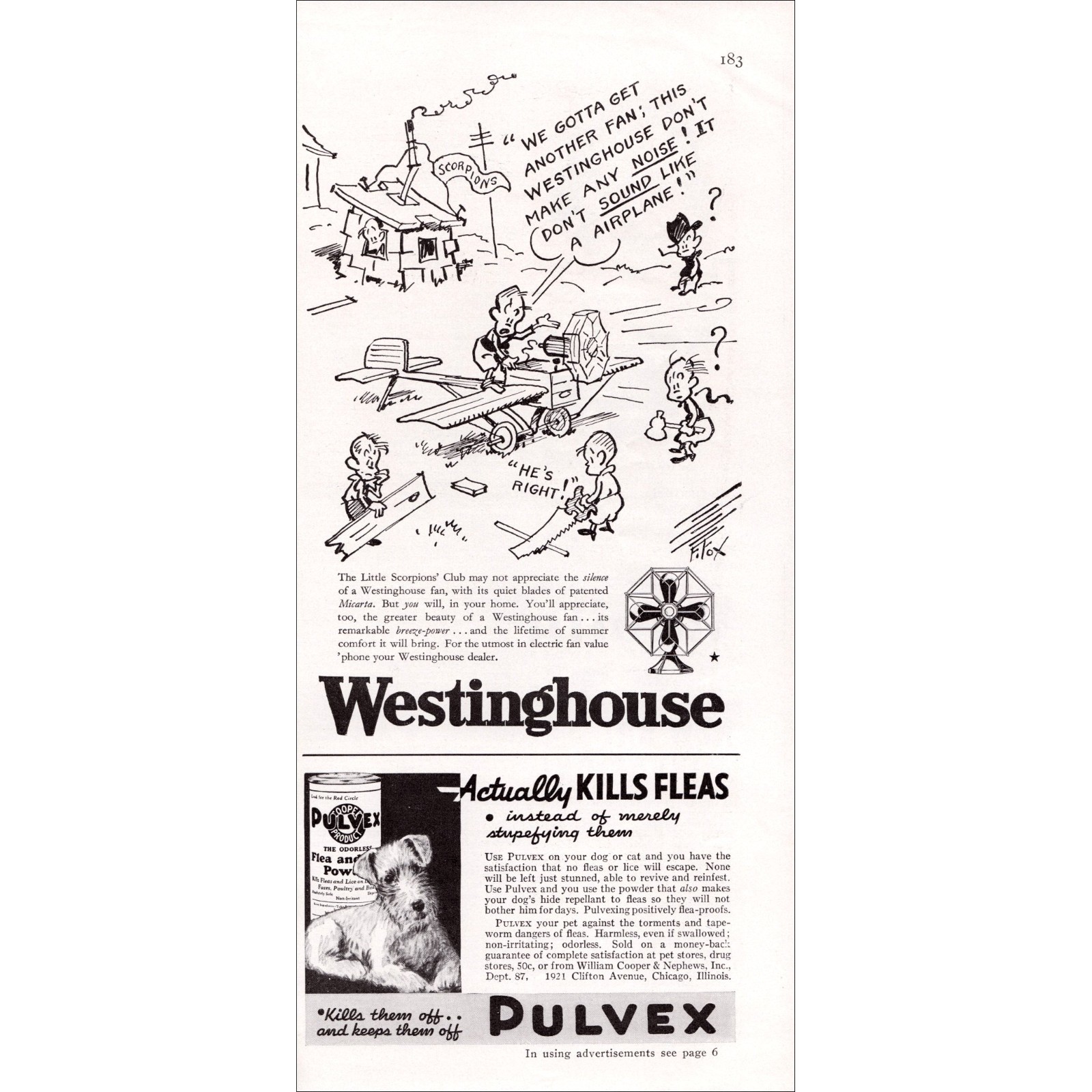 1933 Westinghouse Fans Original Vintage Print Ad