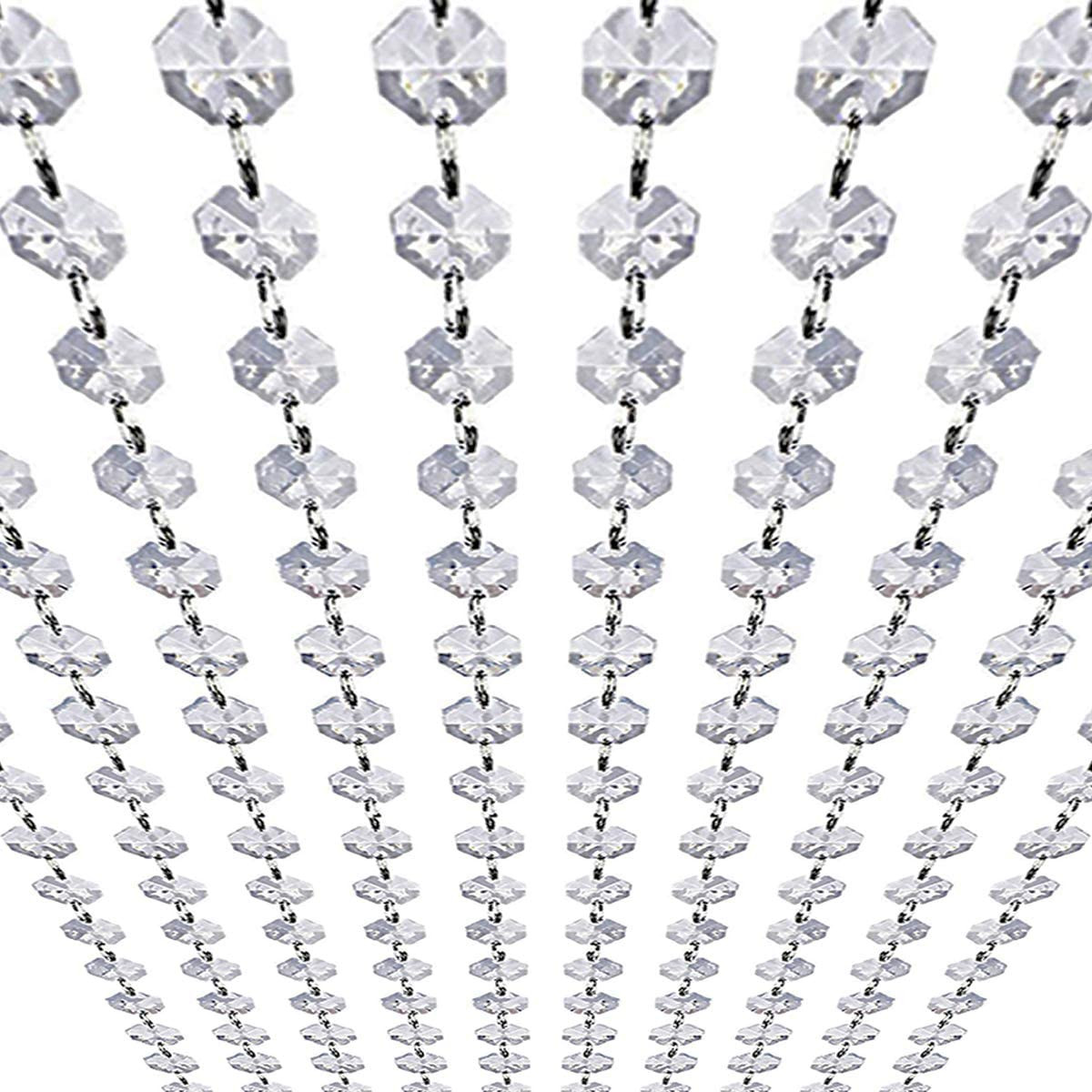 33Ft K9 Glass Crystal Garland Strands - Hanging Chandelier Gem Bead Chain - 14Mm